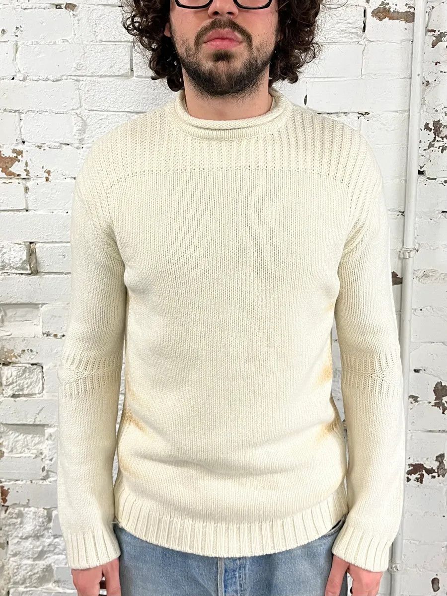 Just Cavalli 2000s Cavalli Cream Faded Wool Sweater Size US M / EU 48-50 / 2 - 2 Thumbnail