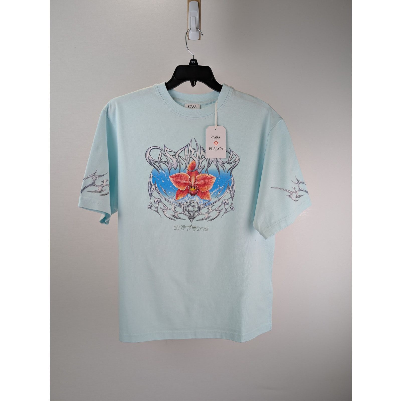 o1rshd1 Blades Printed Oversized T-Shirt Pale Blue Jersey