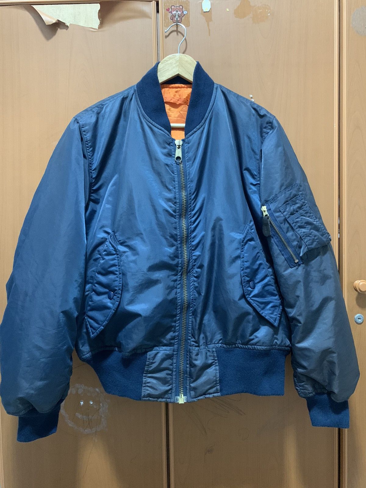 Japanese Brand Vintage Intermediate Bomber Jacket Dark Blue Size US L / EU 52-54 / 3 - 1 Thumbnail