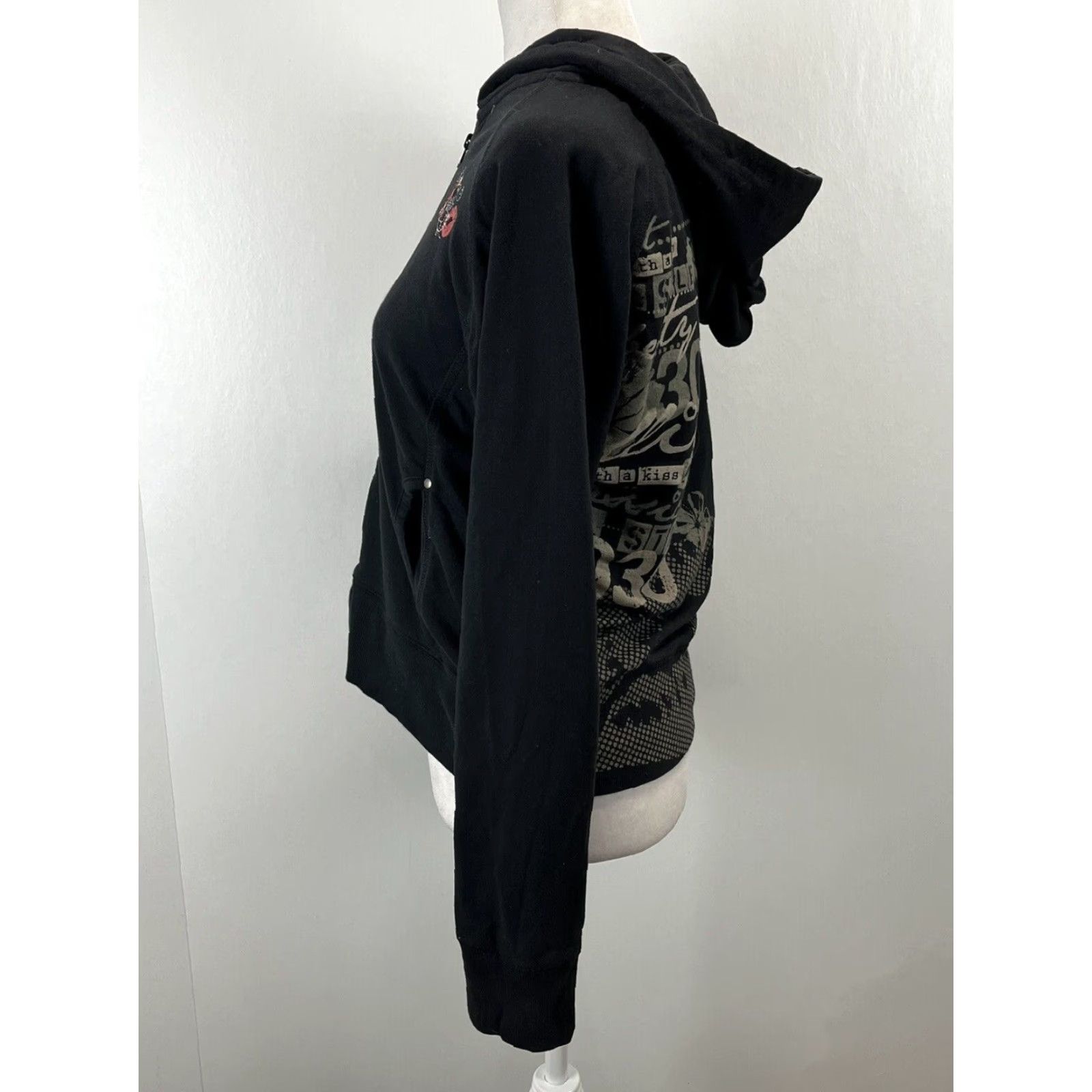 Vintage VINTAGE Universal Studios Betty Boop Full Zip Hoodie Sz Large Black 90s Cartoon Activewear Womens Size L / US 10 / IT 46 - 3 Thumbnail
