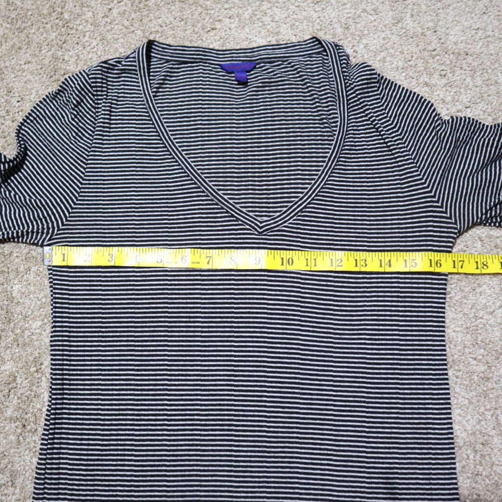 Vintage Aéropostale Shirt Cropped Long Sleeve Black White Striped Scoop Neck Women XL Size XL / US 12-14 / IT 48-50 - 4 Thumbnail