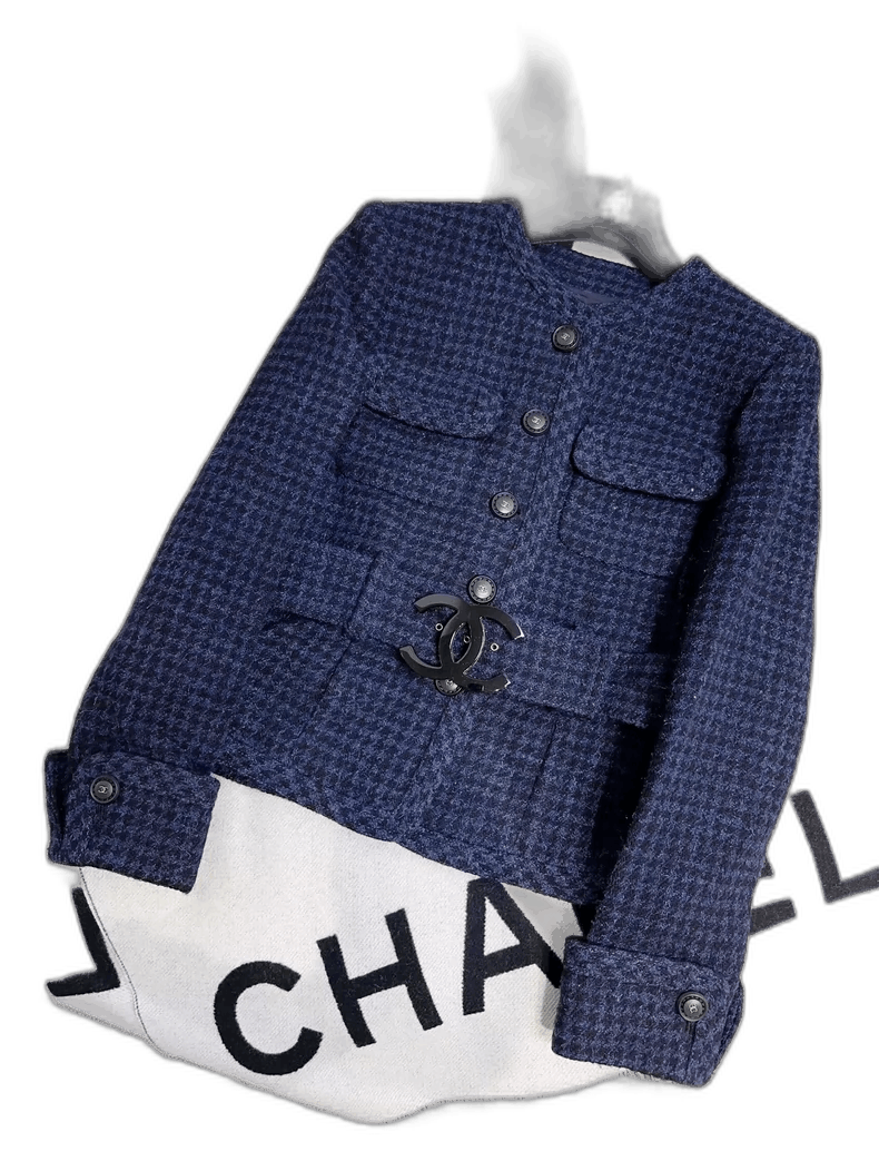 Chanel Chanel Blue Tweed Double C Logo Short Jacket Size S / US 4 / IT 40 - 1 Thumbnail