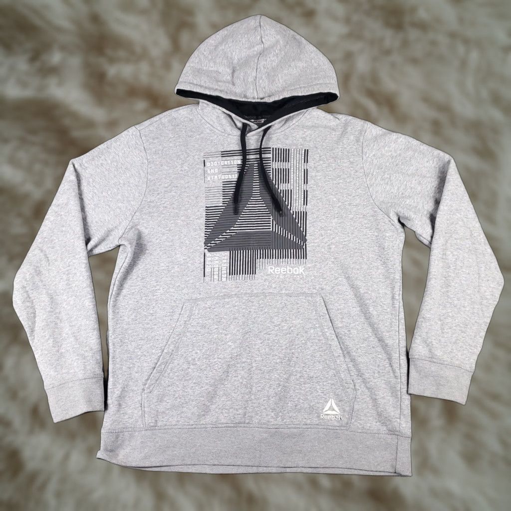 Reebok VINTAGE Reebok Hoodie Pullover Men Large Gray Sports Casual Fleece Sweatshirt Size US L / EU 52-54 / 3 - 1 Thumbnail