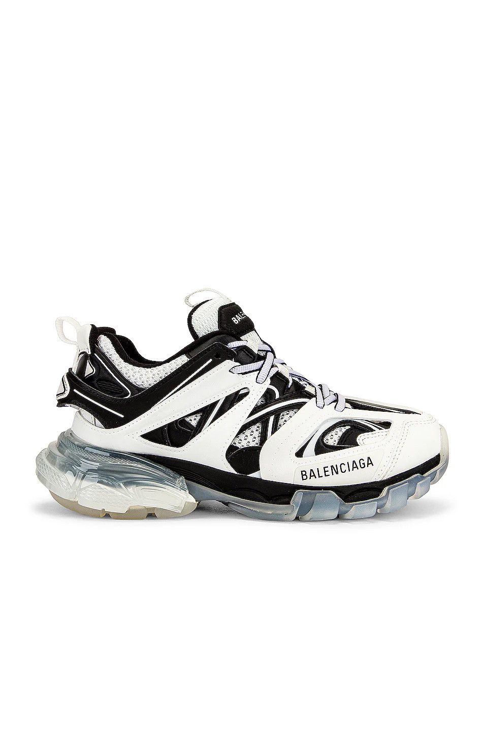 o1in1g0624 Track Sneakers Clear Sole in White Black