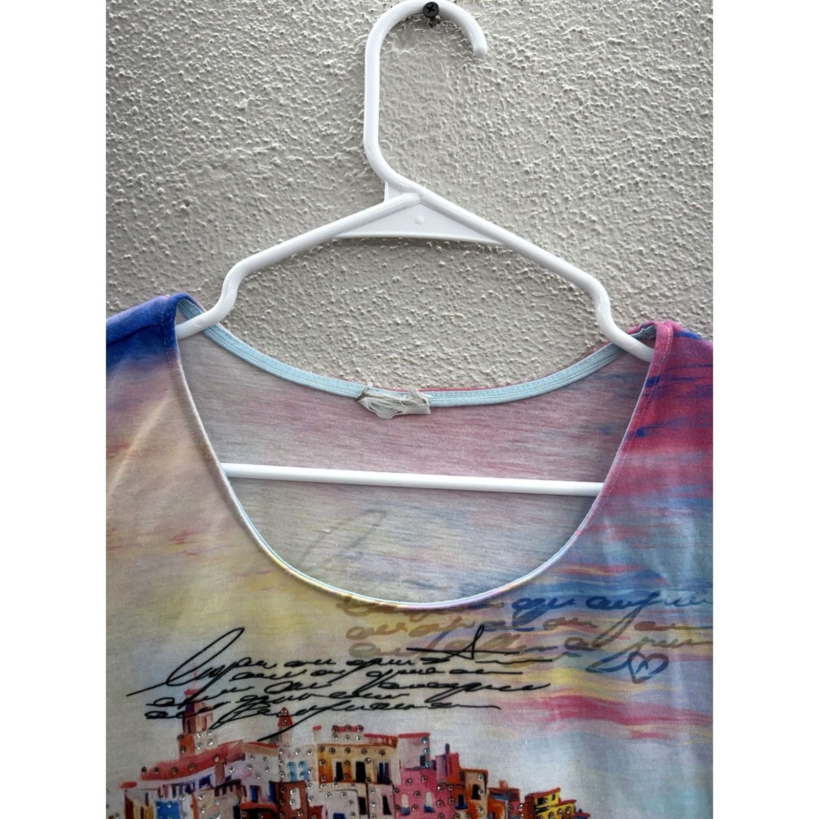 Vintage Chicos Womens Blouse Beach Theme Blue 3/4 Sleeve Thin Size M / US 6-8 / IT 42-44 - 4 Thumbnail
