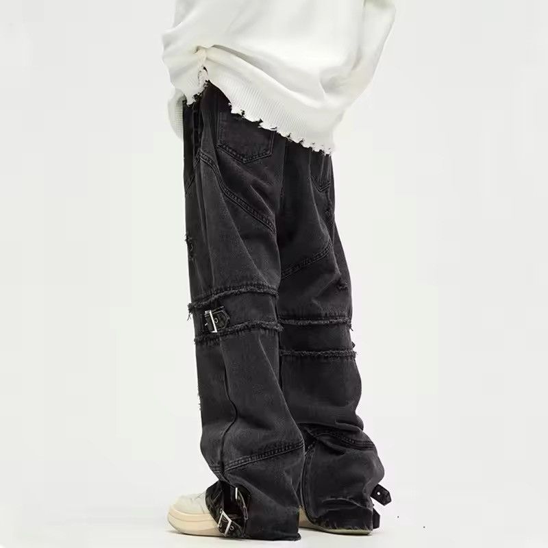 Jean × Vintage Y2K Dirty Grunge Hip Hop Distressed Jeans Size US 34 / EU 50 - 2 Thumbnail