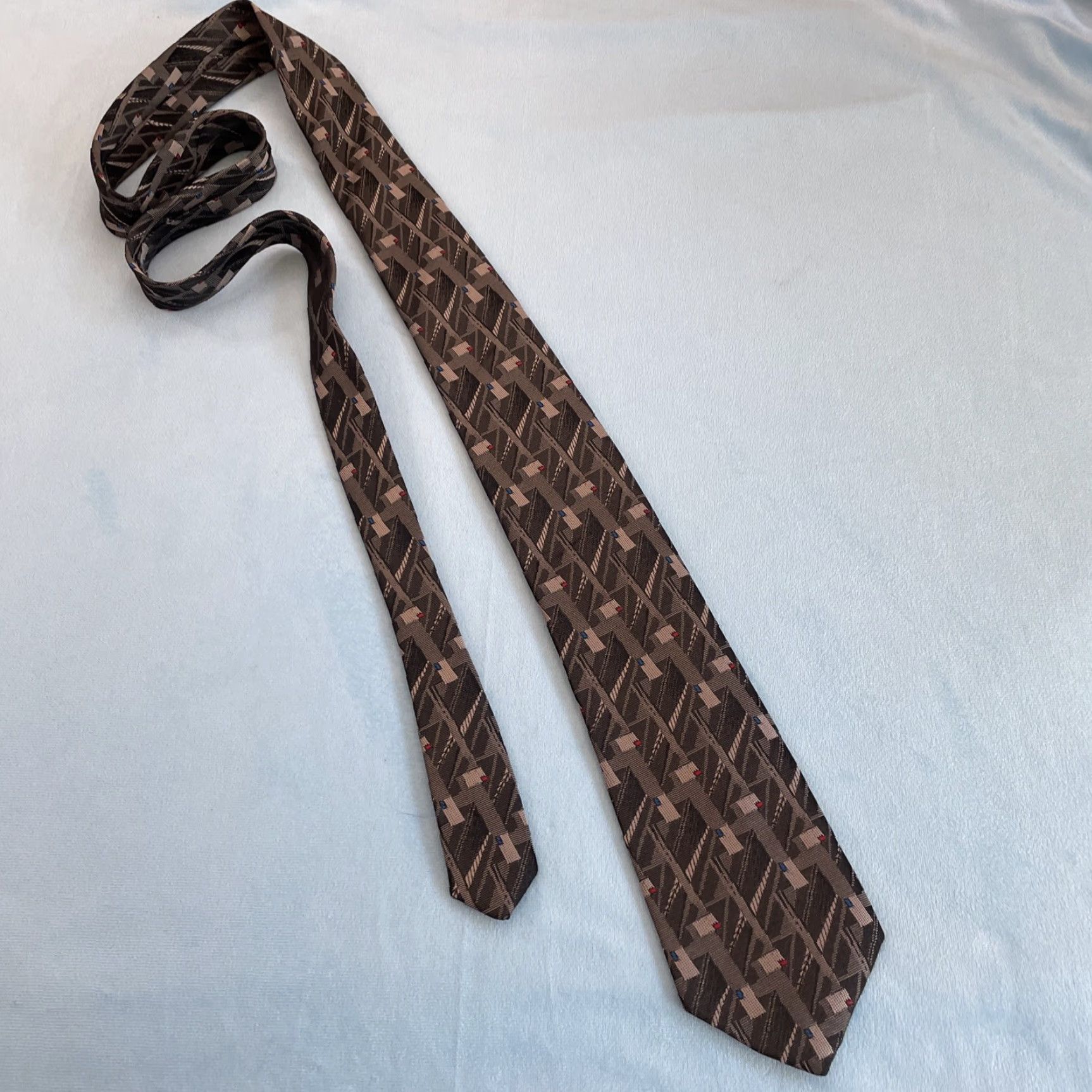 Vintage VINTAGE TREVIRA Collection Tie Men 3" Gray Steel Punk 58" Cybergoth USA Made Abstract Geometric 90s Mens Size ONE SIZE - 4 Thumbnail