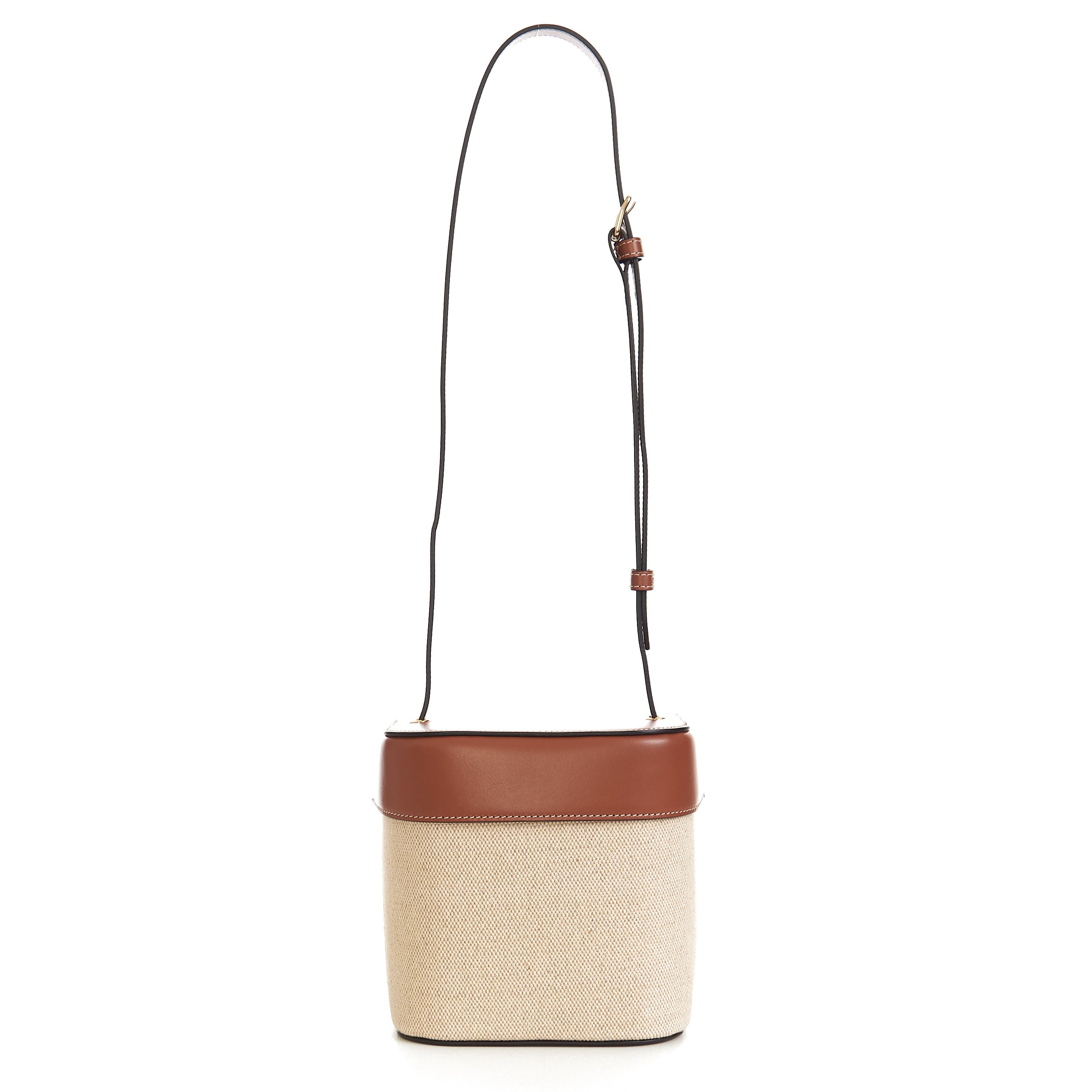 Celine Medium Box Cuir Triomphe In Natural Textile & Tan Calfskin Size ONE SIZE - 5 Thumbnail