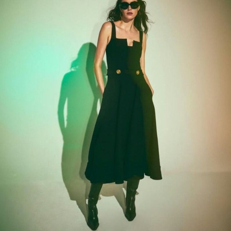 ALEXIS NWT Alexis Fiore Dress in Black Midi A-Line Wool Size Large Size L / US 10 / IT 46 - 7 Thumbnail