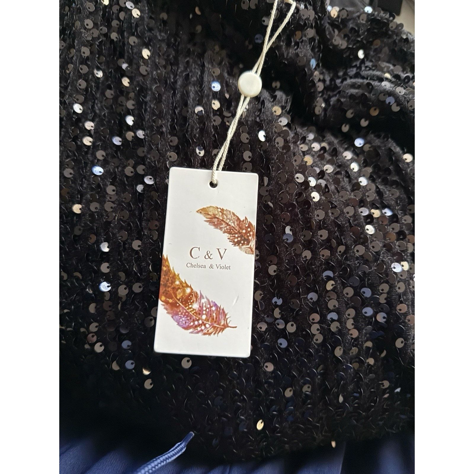 The Unbranded Brand NWT Chelsea & Violet Sequin Soft Cocktail Dress Black Size S Size S / US 4 / IT 40 - 8 Thumbnail