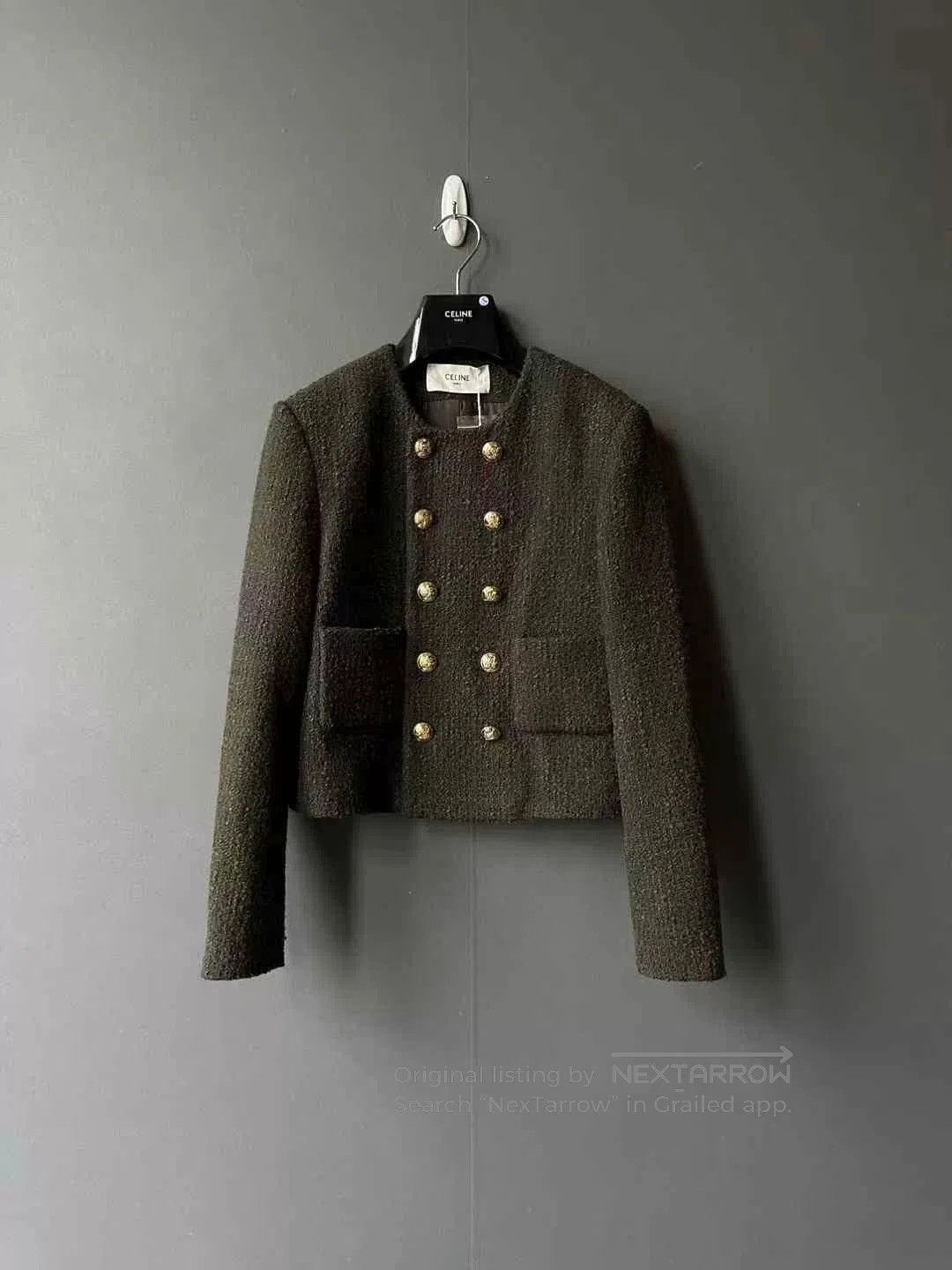 Celine celine green double-breasted wool coat. Size M / US 6-8 / IT 42-44 - 1 Thumbnail