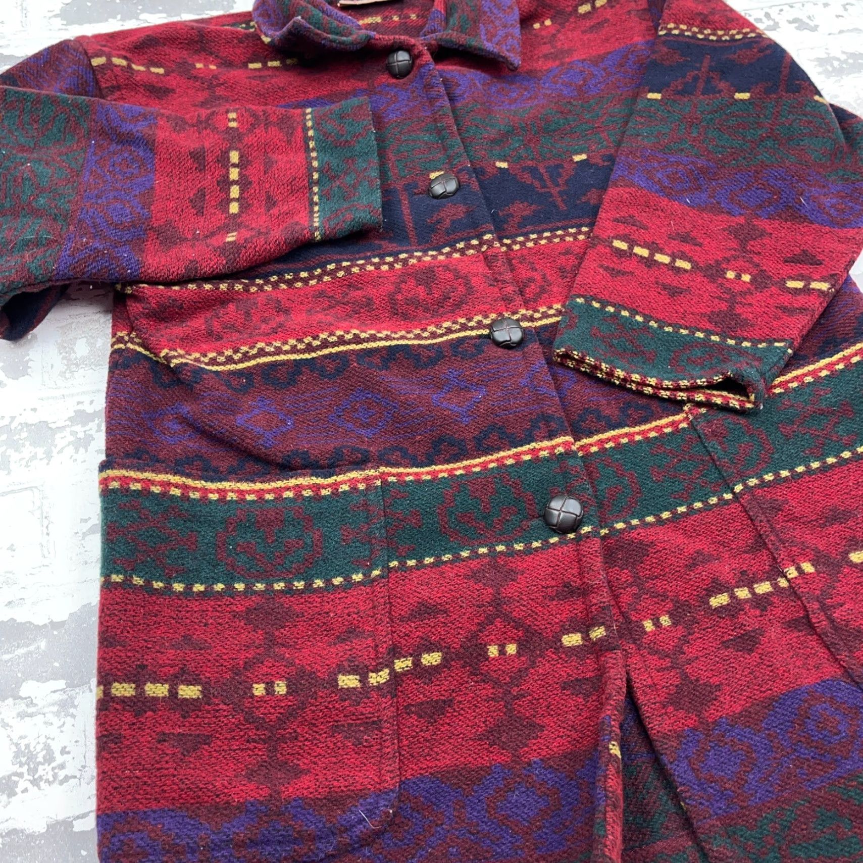 Vintage VINTAGE Roo Crossing Jacket Women M Petite Red Wool Southwestern Aztec Y2K Embroidered Zipper All Seasons Mid-Length Size M / US 6-8 / IT 42-44 - 3 Thumbnail