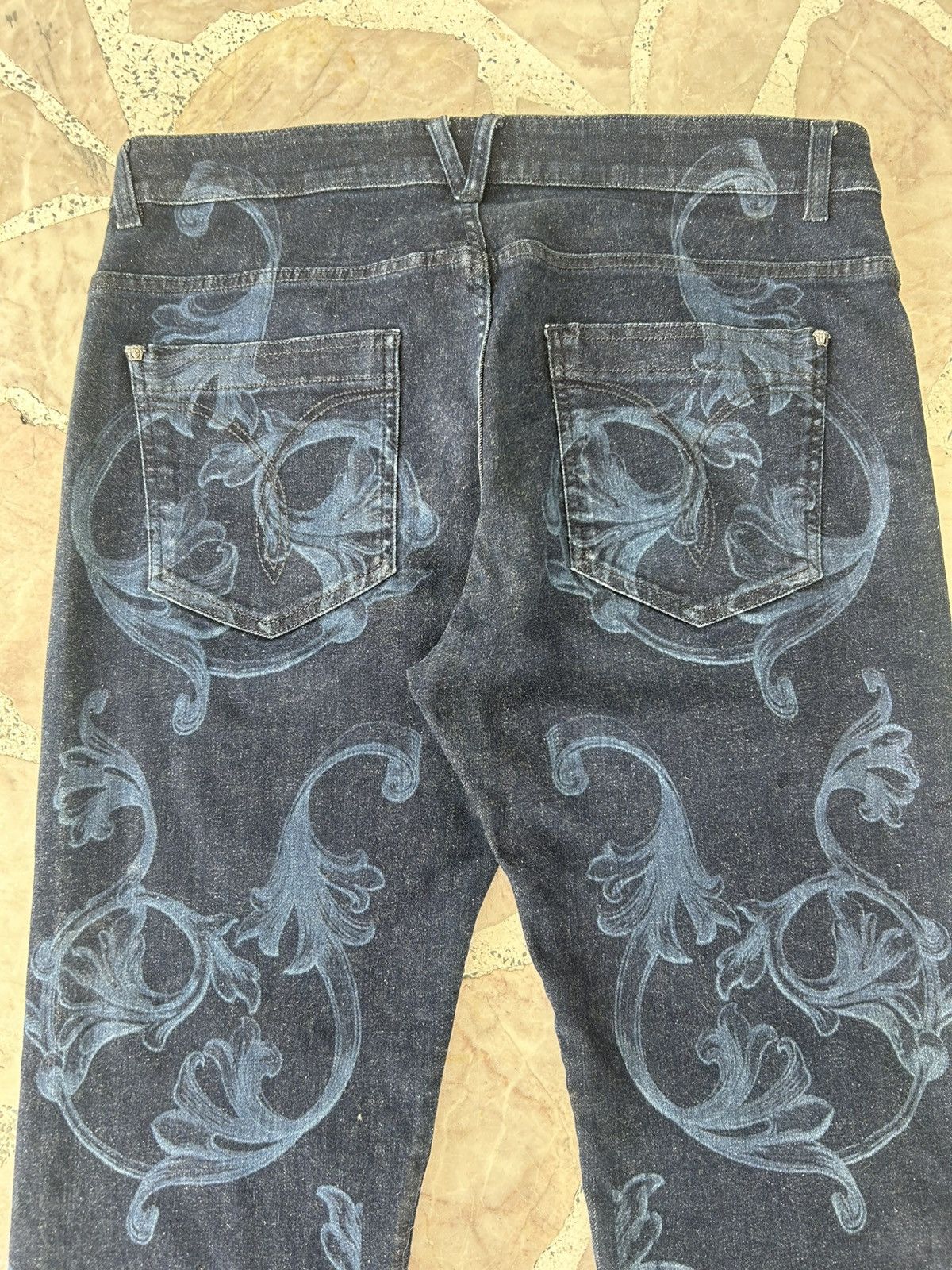 Versace Blue Jacquard Baroque Pattern Denim Size US 34 / EU 50 - 9 Thumbnail