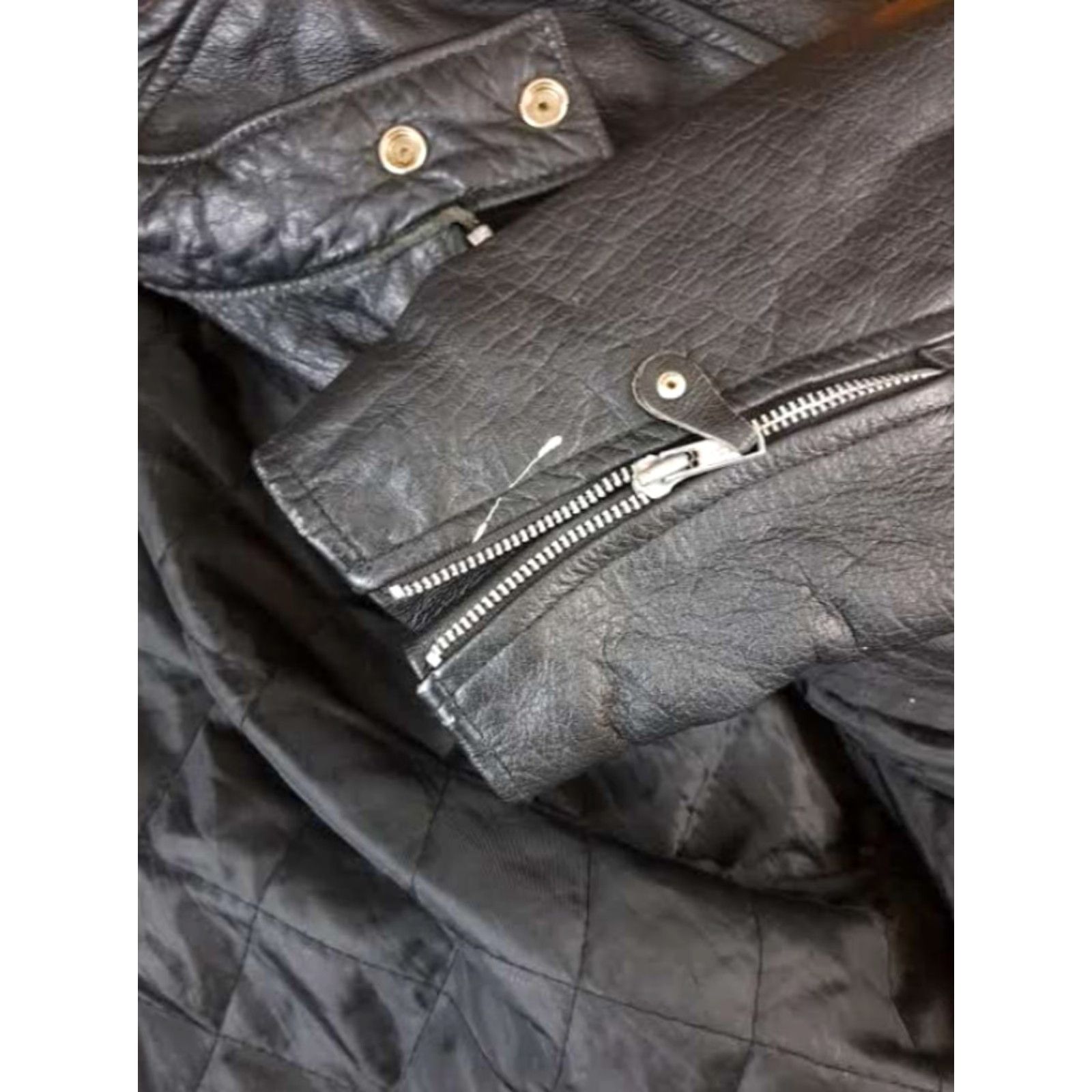 Vintage VINTAGE Barney's Leather Motorcycle Jacket 50 Men Black Insulated Zip Polyester 26in 3M Size US M / EU 48-50 / 2 - 2 Thumbnail