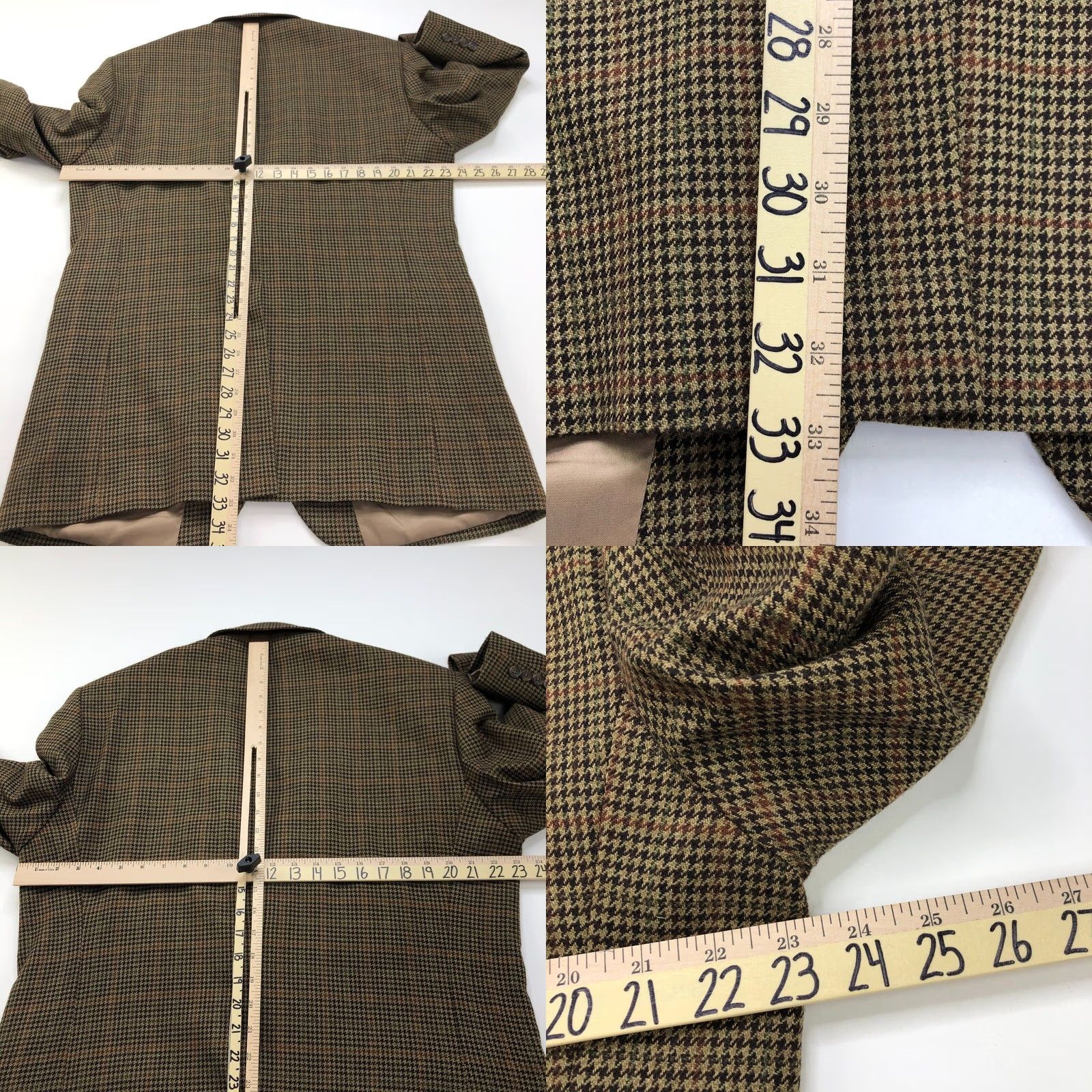 Chaps Chaps Sport Coat Jacket Mens 44L Houndstooth Brown 100% Lambswool Button Single-Breasted Notch Lapel Wool Coat Size US S / EU 44-46 / 1 - 9 Thumbnail