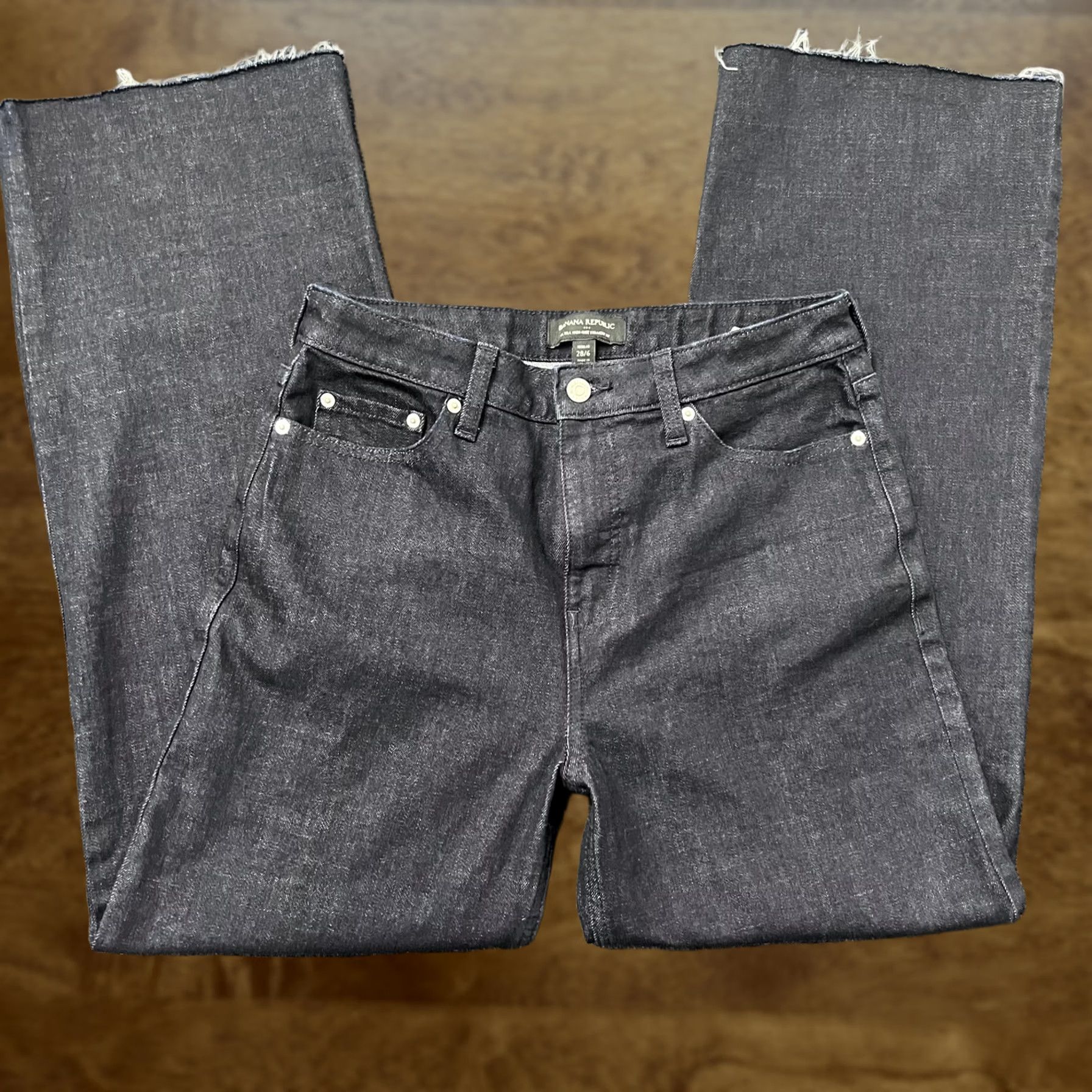 Banana Republic Banana Republic Jeans Womens 28/6 Dark Charcoal Wash Ultra High-Rise Straight Raw Hem Jeans Womens Size 28" / US 6 / IT 42 - 1 Thumbnail