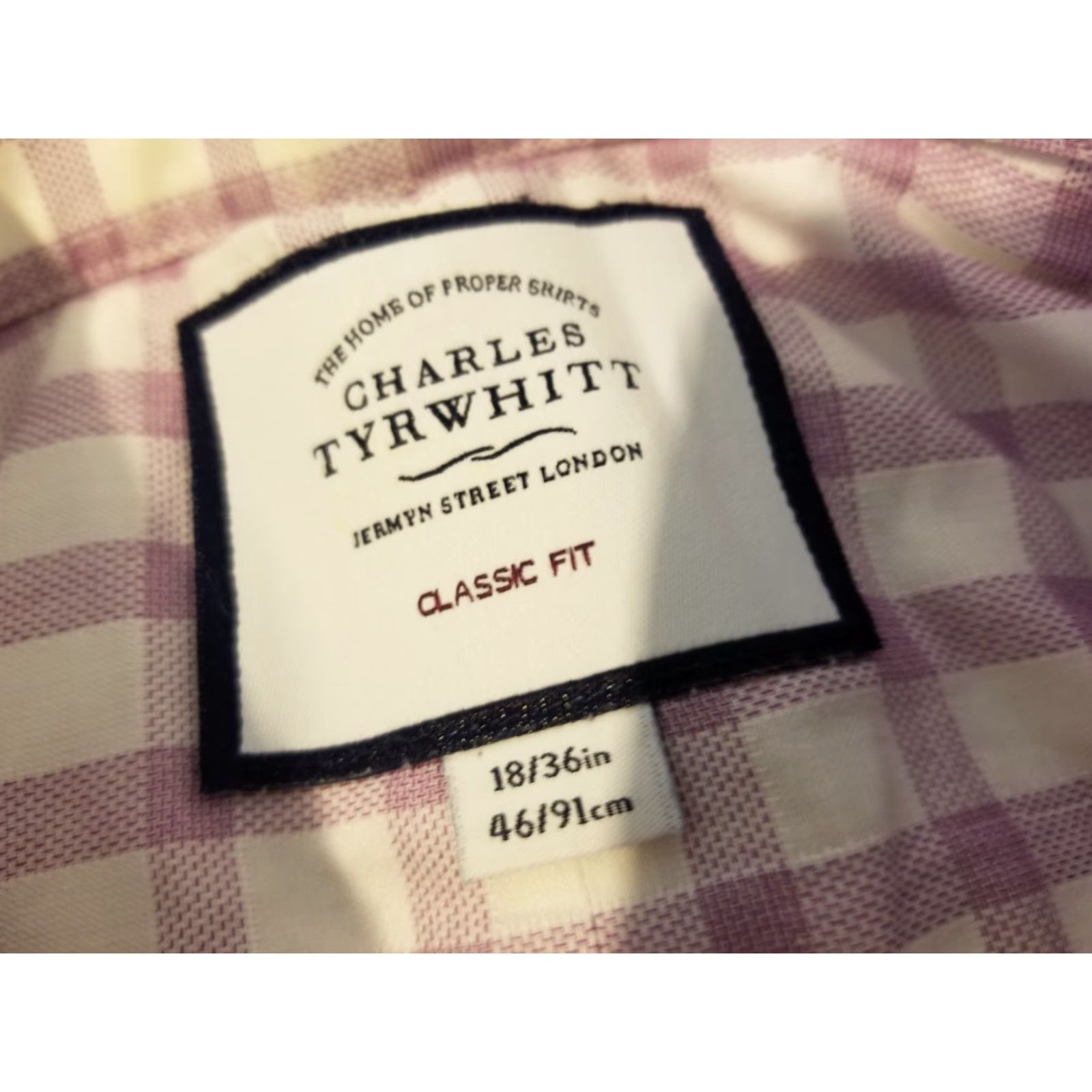 Charles Tyrwhitt Charles Tyrwhitt Dress Shirt Mens 18 36 Purple Cotton Button Non-Iron Classic Spread Collar 100% Cotton Regular Long Sleeve Button Cuff Size 48R - 4 Thumbnail