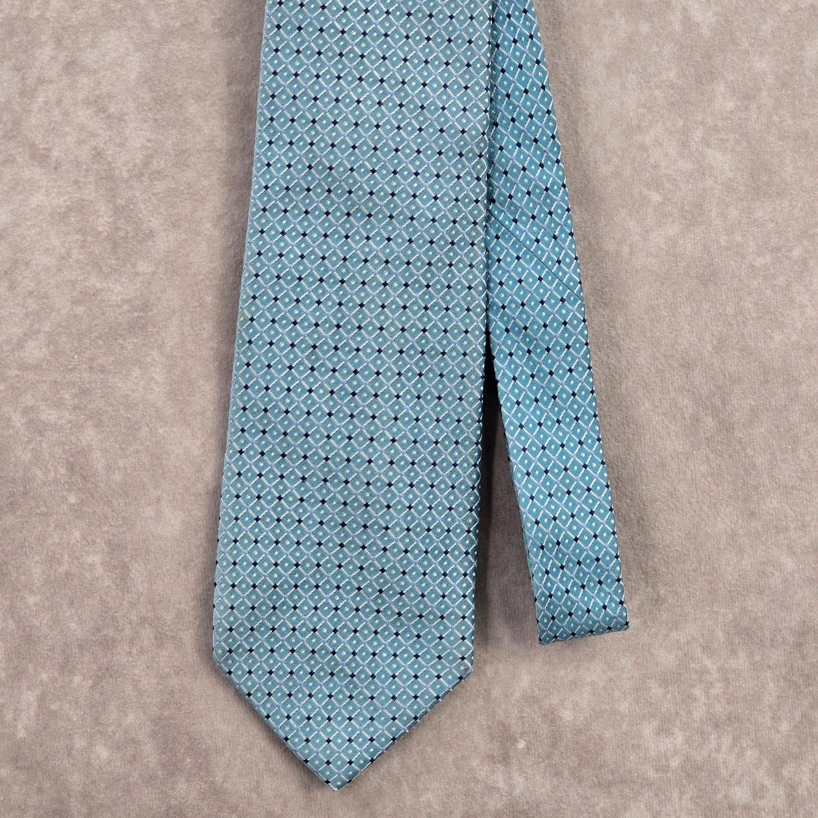 Geoffrey Beene Geoffrey Beene Blue Polka Dot Diamond Silk Neck Tie Size 30 - 2 Thumbnail