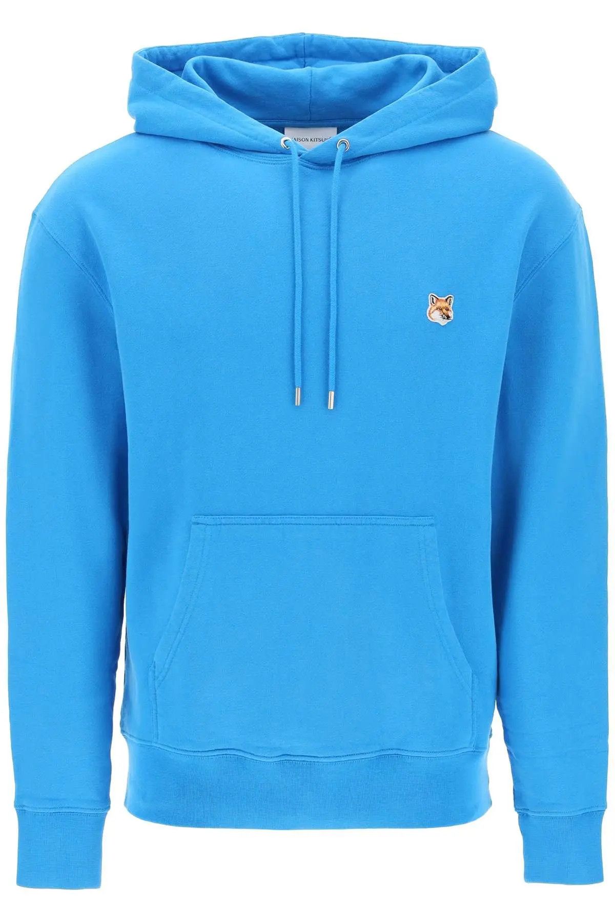 image of Maison Kitsune O1S22I1N0324 Fox Head Hooded Sweatshirt In Blue, Men's (Size Small)