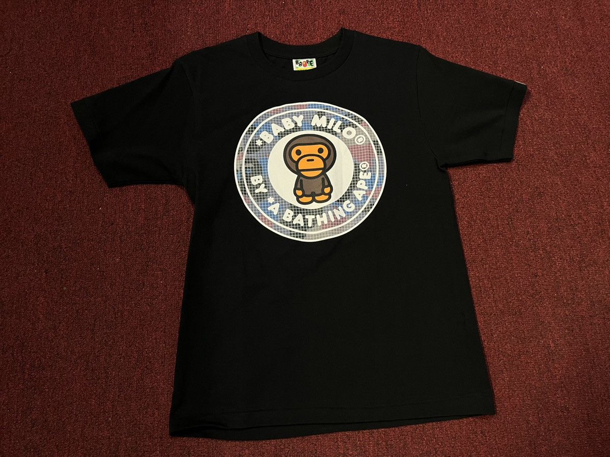 image of Bape Grid Camo Milo Busy Works Tee in Black, Men's (Size Small)