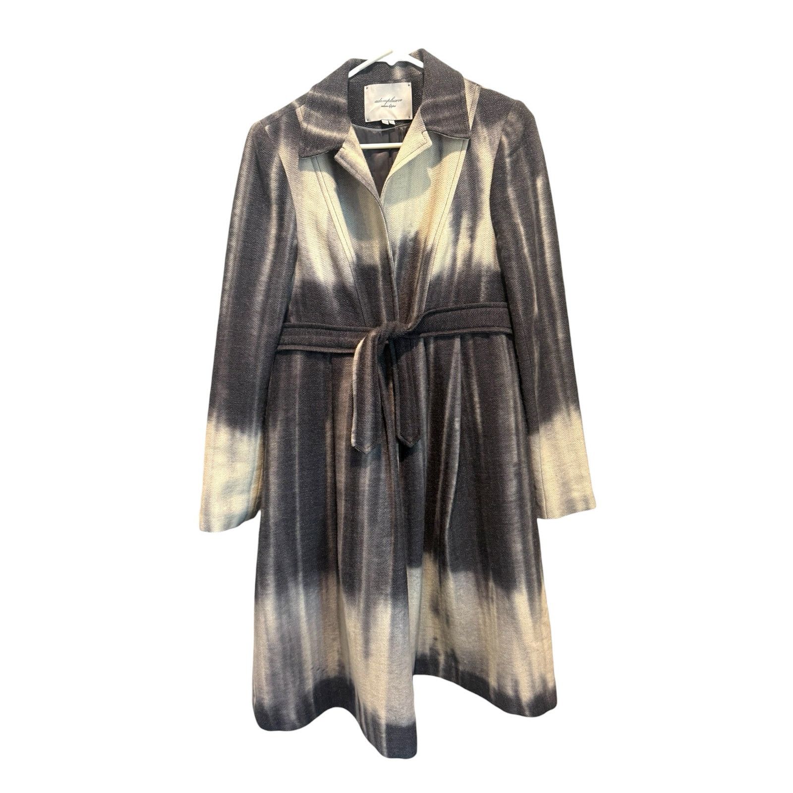 Adam Lippes Ombre Dip-Dye Silk Alpaca Coat Belted Long S