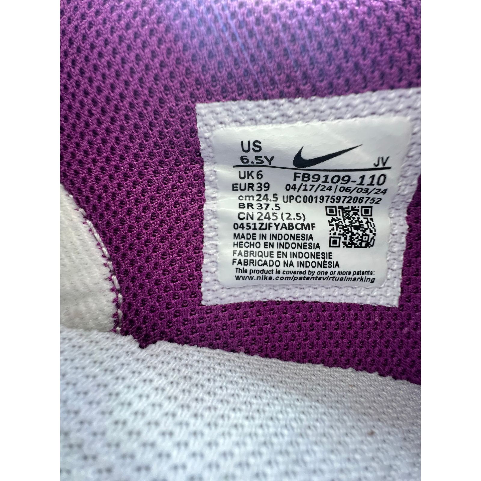 Nike Nike Dunk Low GS “Viotech White” size 6.5y Size US 8 / IT 38 - 6 Thumbnail