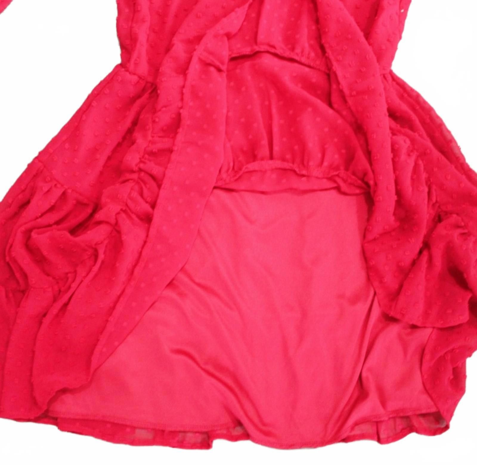 Other Red Long Sleeve Ruffled Dress w Textured Fabric and Lined S Size S / US 4 / IT 40 - 3 Thumbnail
