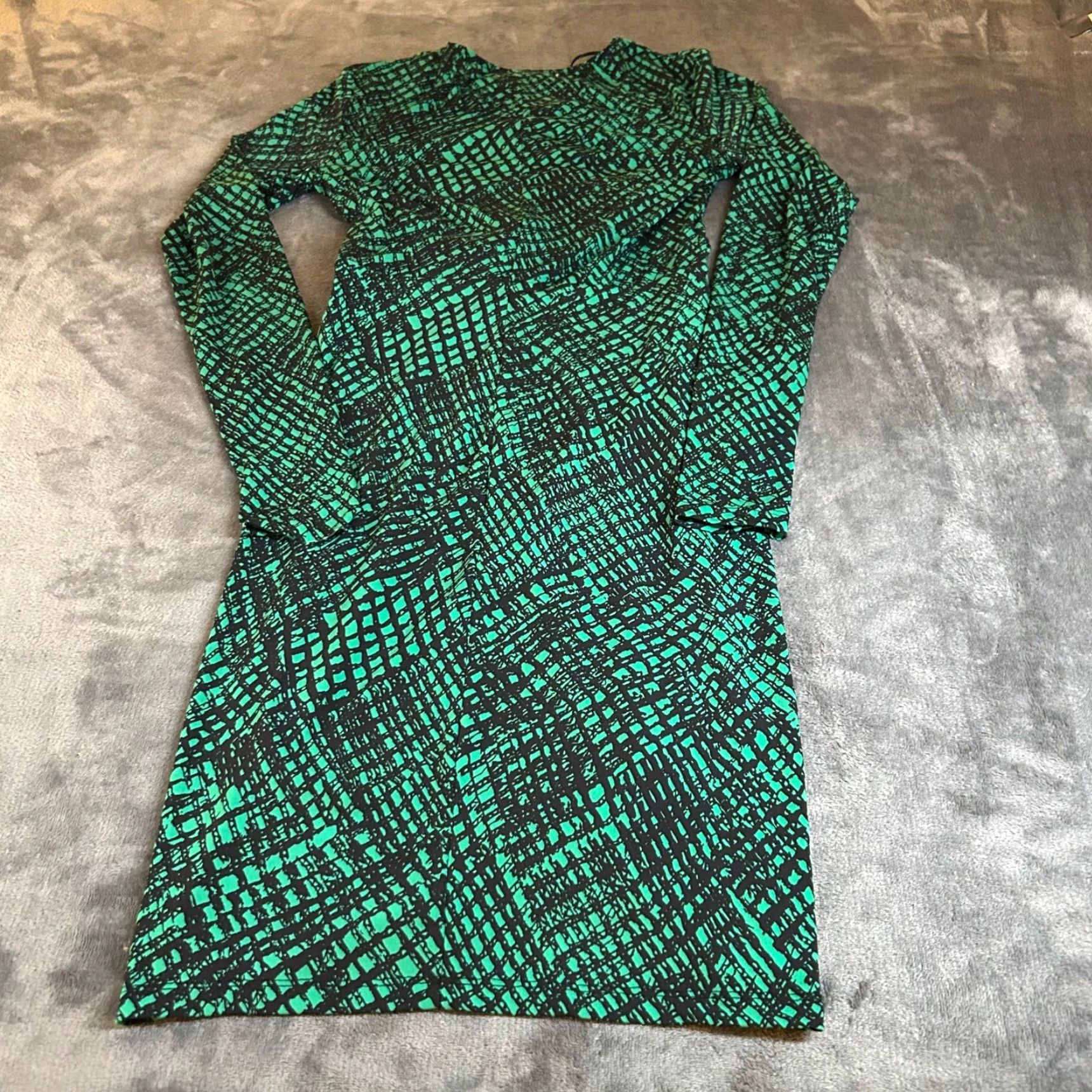 Michael Kors VINTAGE: Michael Kors Faux Wrap Dress Womens Extra Small XS Green Black Print Long Sleeve Size XS / US 0-2 / IT 36-38 - 4 Thumbnail