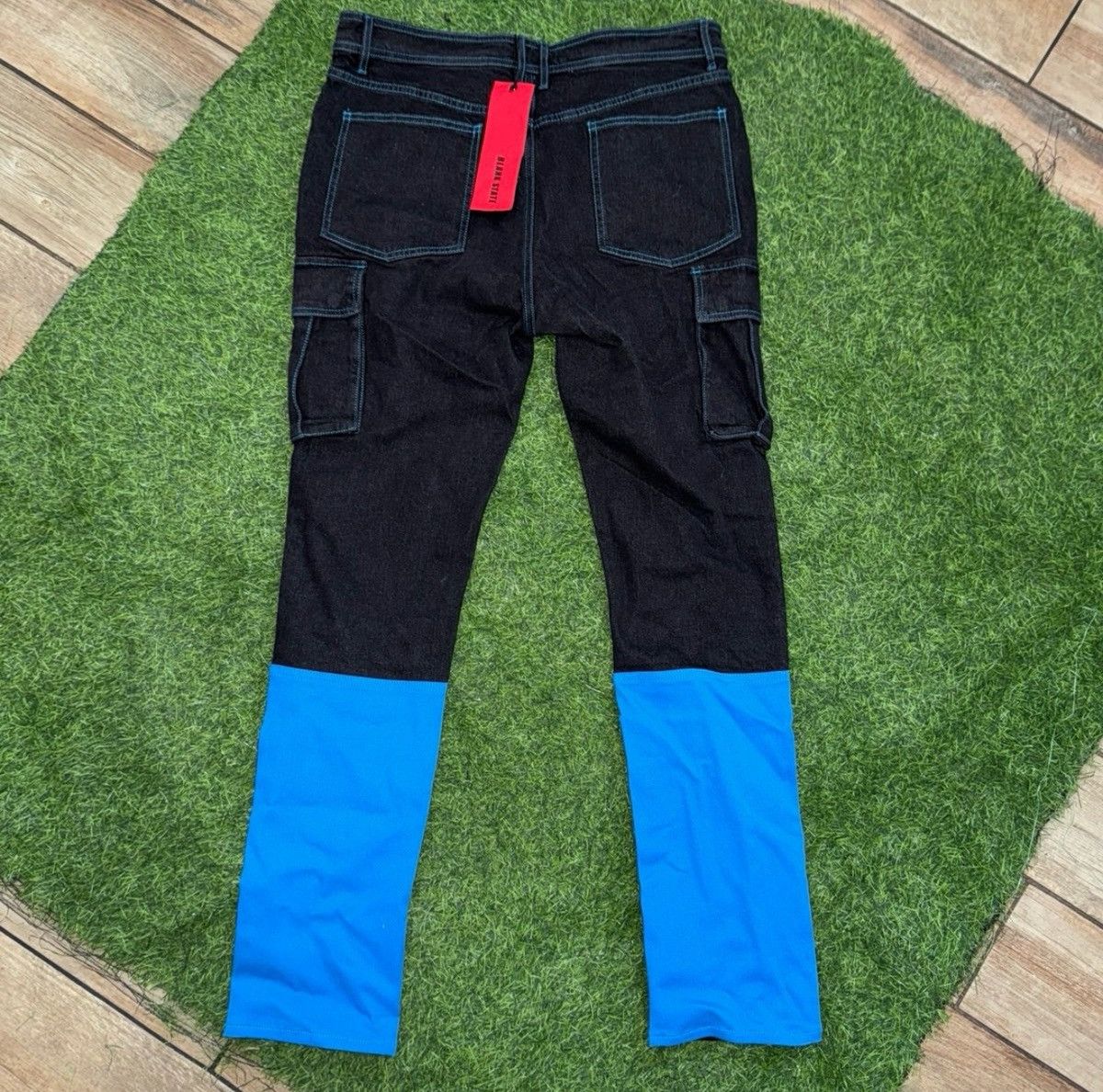 Vintage Blank State Brand Cargo Jeans Black/Blue Cotton pants Size34 Size US 31 - 4 Thumbnail