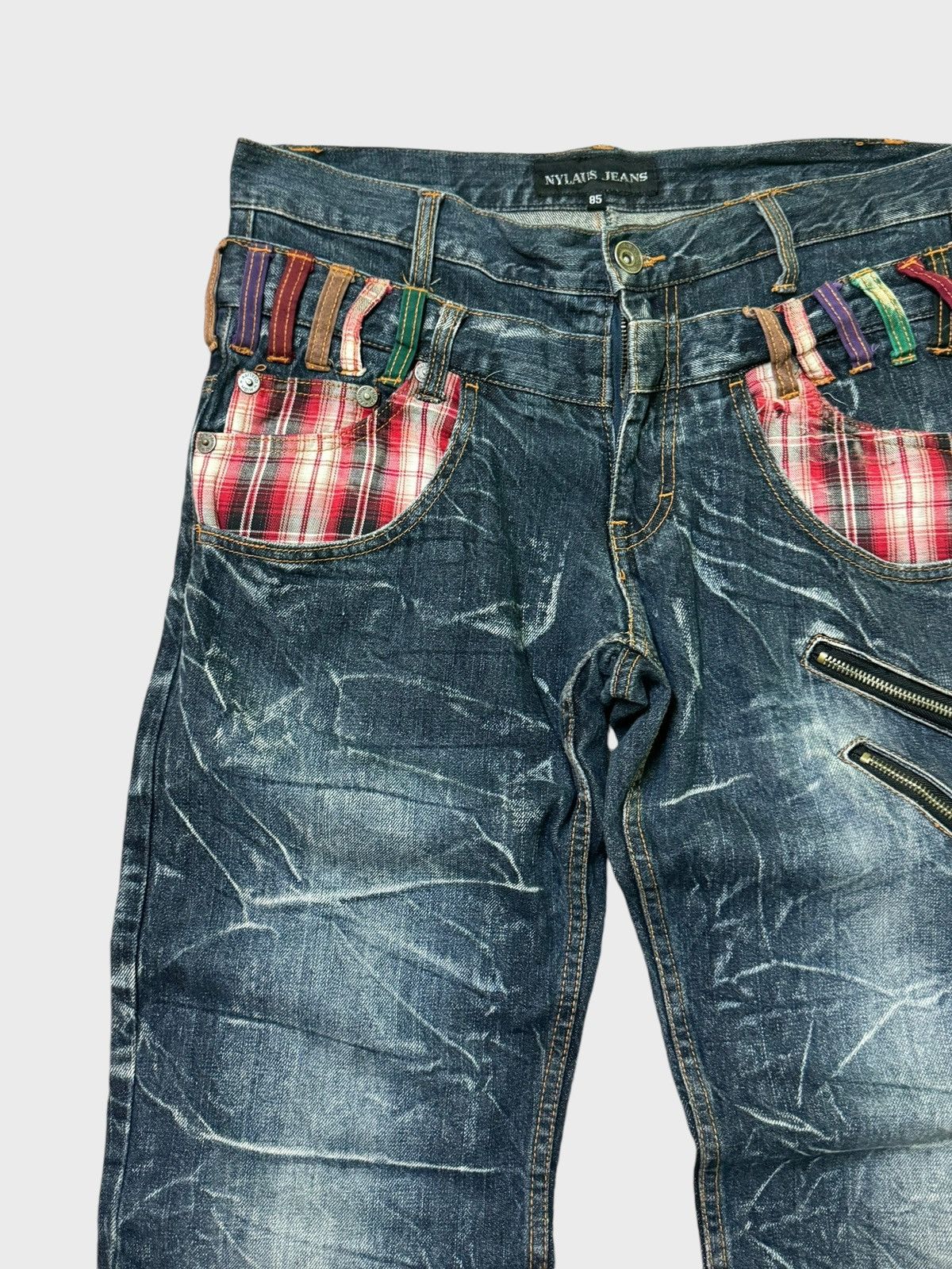 Hysteric Glamour × Japanese Brand × Seditionaries VTG NYLAUS DOUBLE WAIST ZIPPER PUNKY CLAW MARK DENIM JEANS Size US 32 / EU 48 - 4 Thumbnail