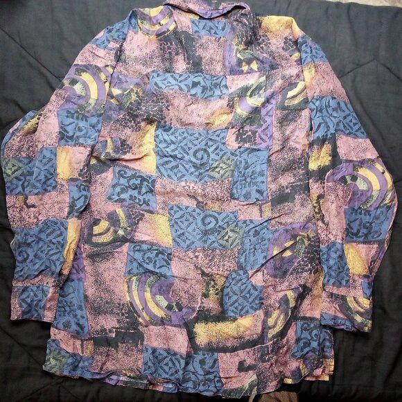 Vintage Vintage Reputation Abstract Geometric Silk Button Shirt Size US L / EU 52-54 / 3 - 4 Thumbnail