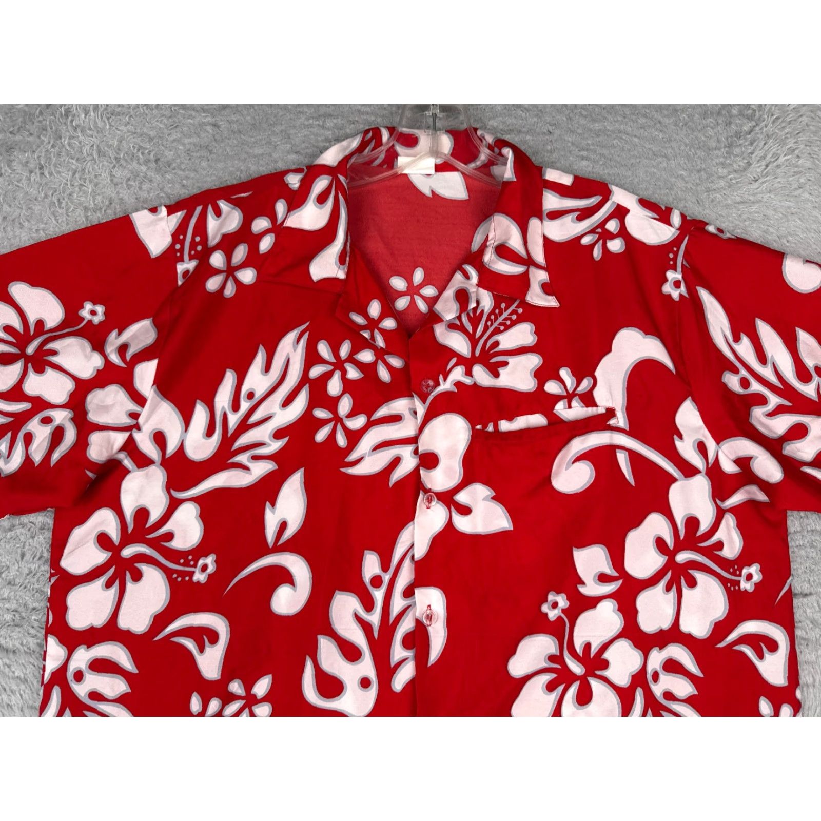 Vintage King Kameha Shirt Men Large Red Floral Palm Tree Hawaiian Button Up Polyester Shirt Size US L / EU 52-54 / 3 - 4 Thumbnail