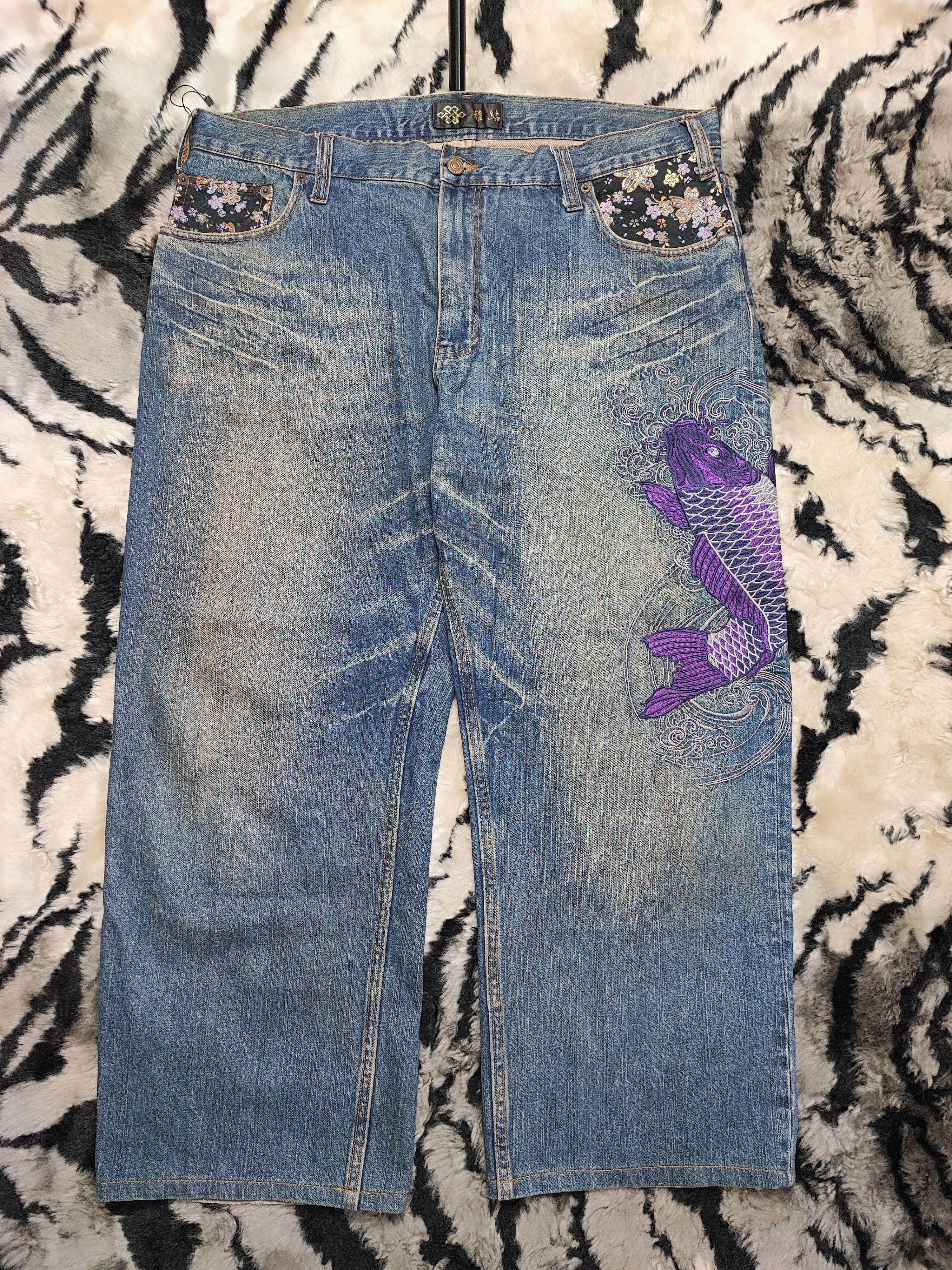 Japanese Brand Vintage Y2K Miyabi Musubi Japan Wagara Koi Fish Embroidery Size US 38 / EU 54 - 3 Thumbnail