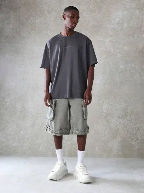 Jean Cargo Washed Y2k Shorts Jorts Denim Size US 35 - 3 Thumbnail