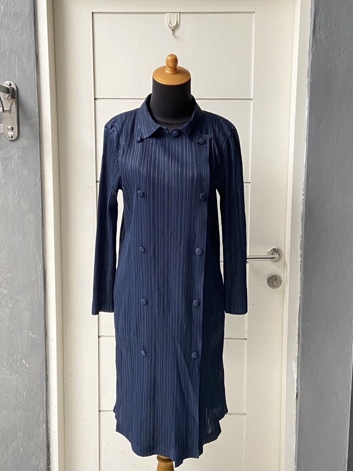 Designer × Japanese Brand PLEATSME Blue Pleats Blazers Size XS / US 0-2 / IT 36-38 - 14 Thumbnail