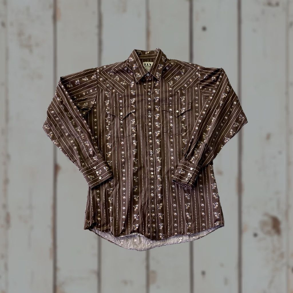 Vintage Ely Cattleman Pearl Snap Long Sleeve Shirt Men M Brown Stripes Western Cowboy Shirt Size US M / EU 48-50 / 2 - 1 Thumbnail