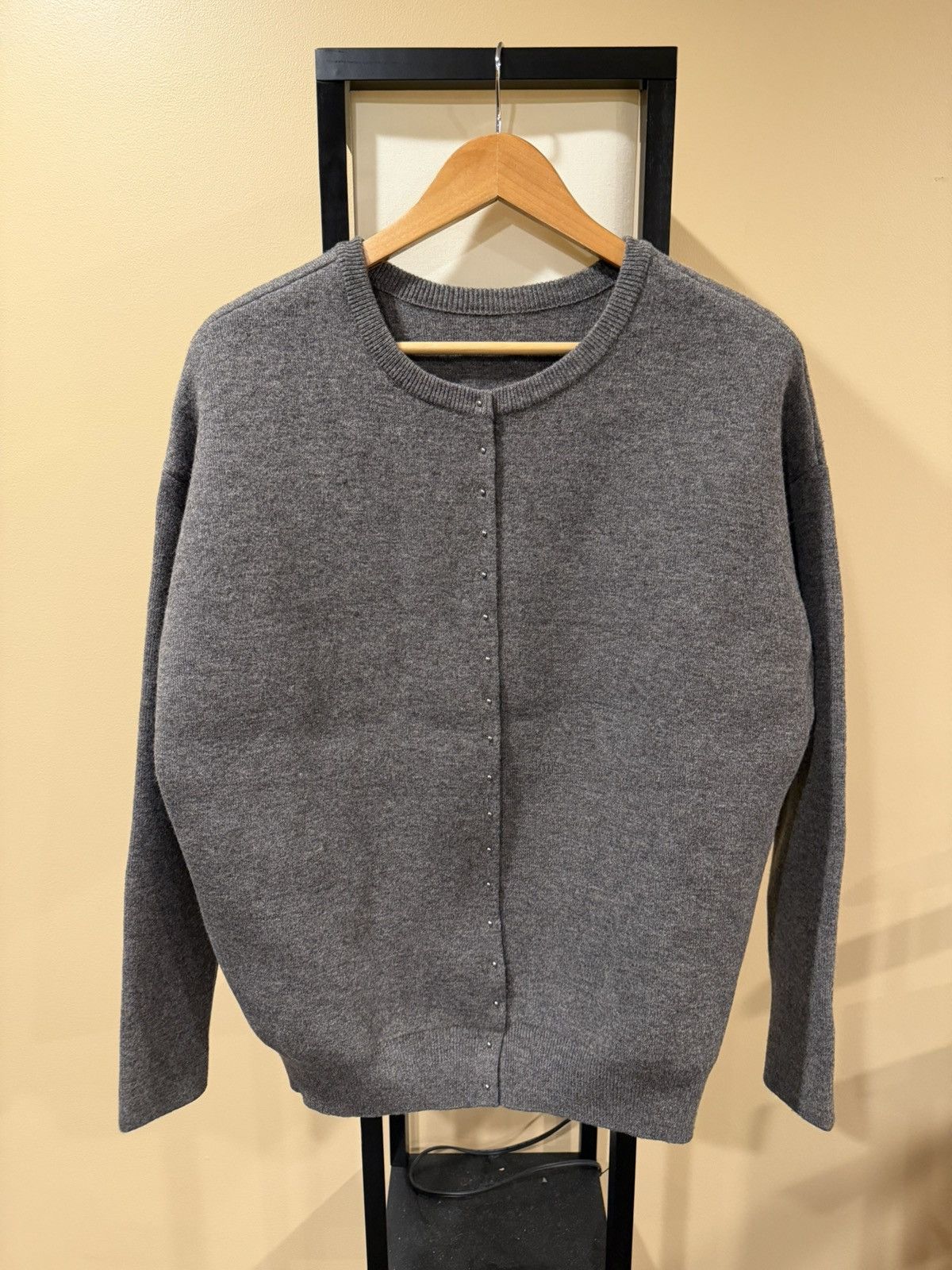 Loewe Loewe Grey Studded Open Back Knit Cardigan Sweater 2024 Size US S / EU 44-46 / 1 - 5 Thumbnail