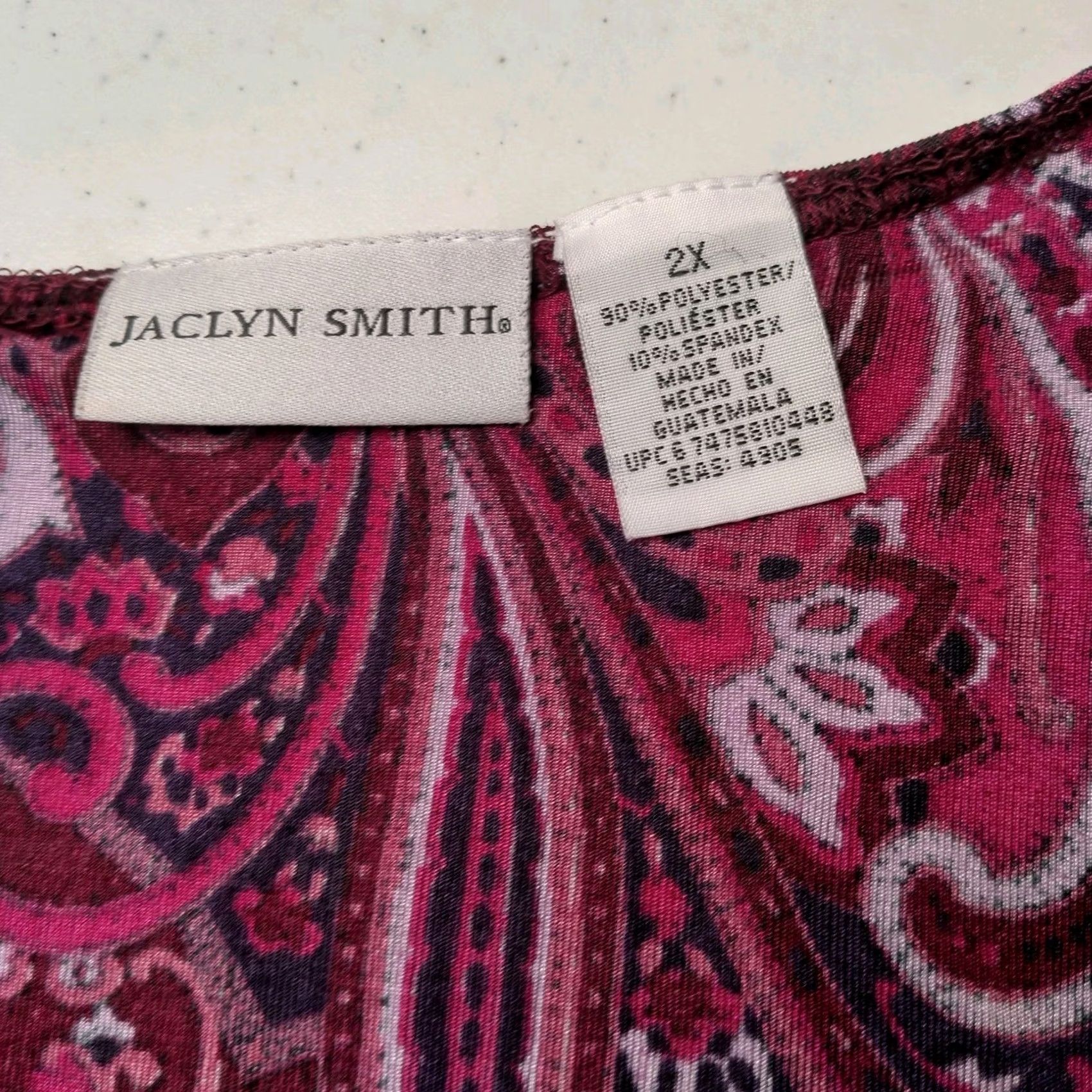 Vintage Jaclyn Smith Shirt Plus Size 2X Purple Paisley V-Neck Knit 3/4 Sleeve Blouse Women Womens Size XXL / US 16-18 / IT 52-54 - 6 Thumbnail