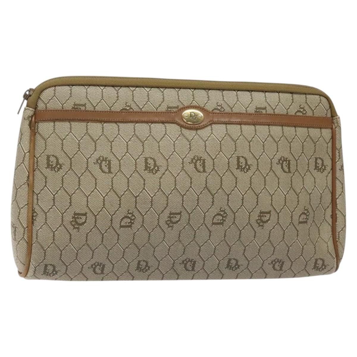 Christian Dior Vintage Honeycomb Zip Pouch Coated Canvas