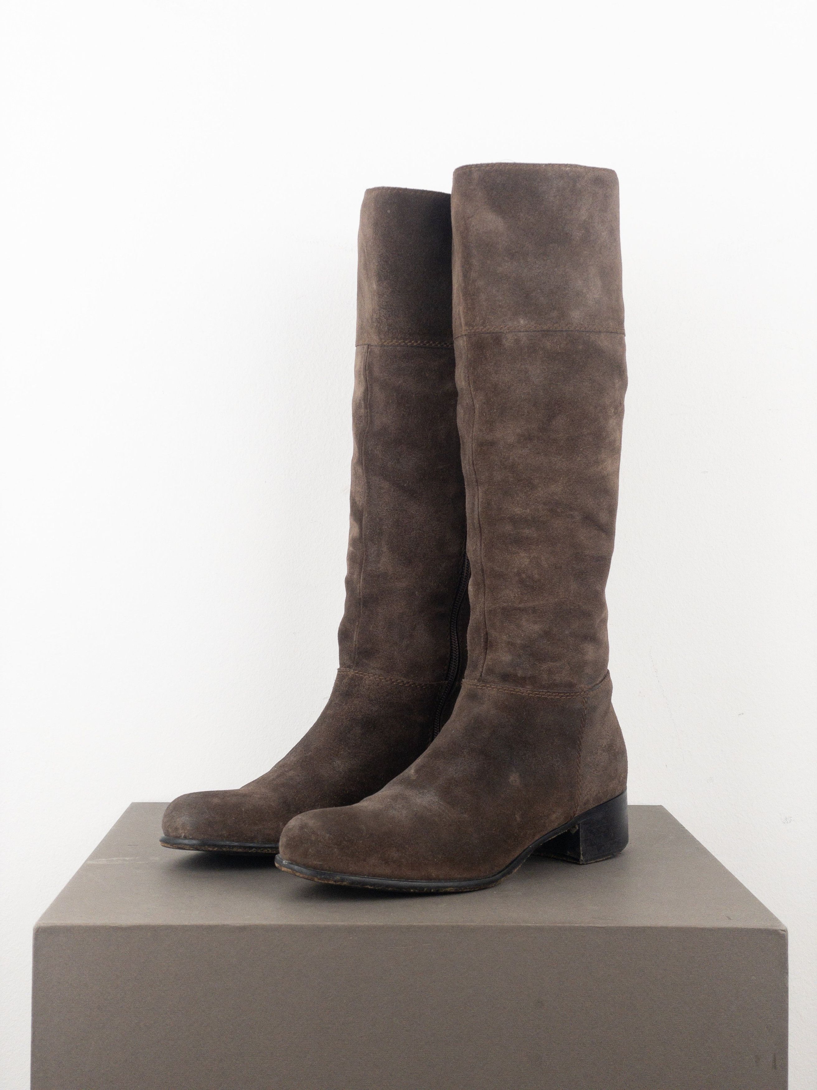 Miu Miu 2000s Knee-High Suede Cowboy Riding Boots Size US 5 / IT 35 - 1 Thumbnail