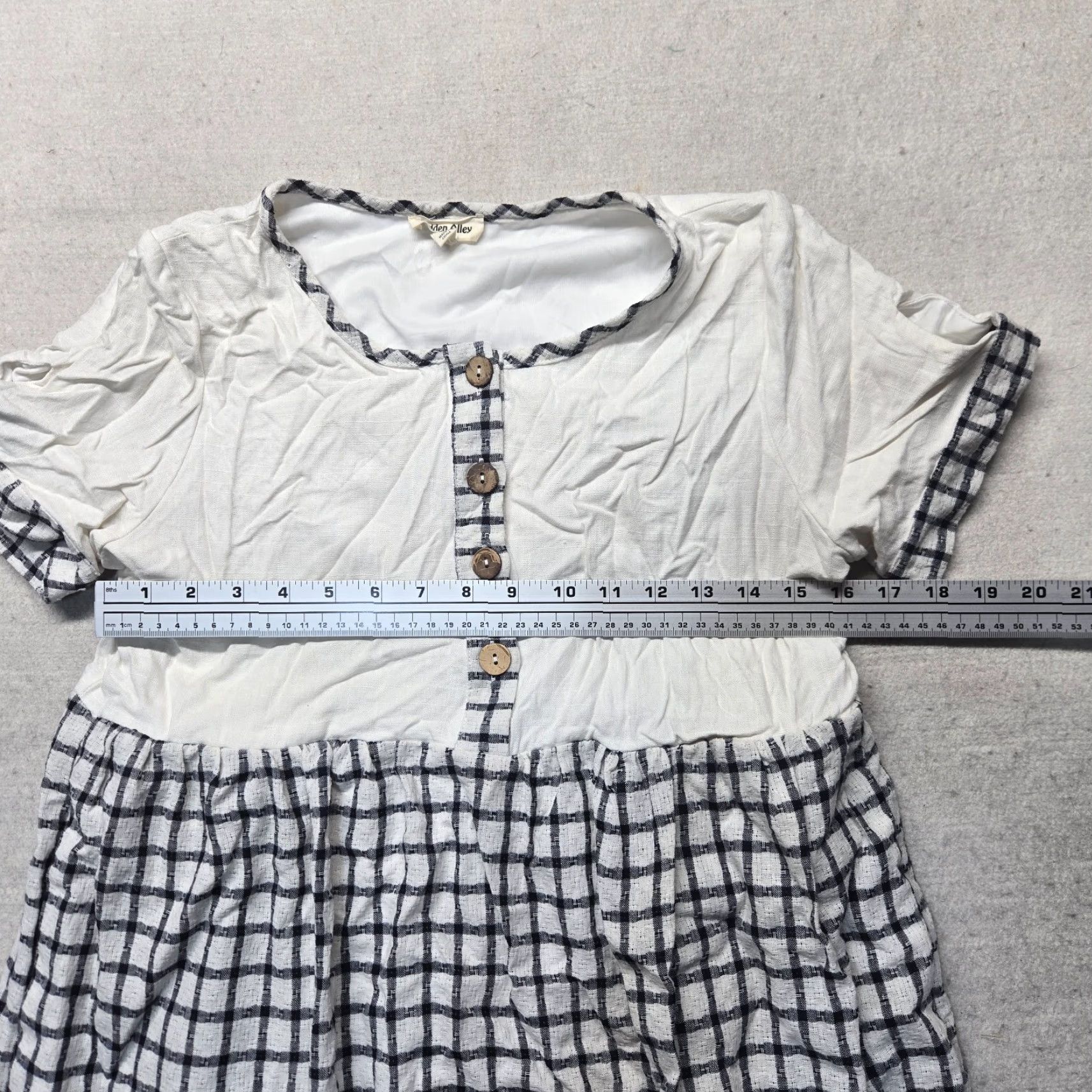Vintage Hidden Alley Dress Womens Midi Striped Jersey Cotton A-Line Short Sleeve Round Neck Pockets Size M Black And White Size M / US 6-8 / IT 42-44 - 4 Thumbnail