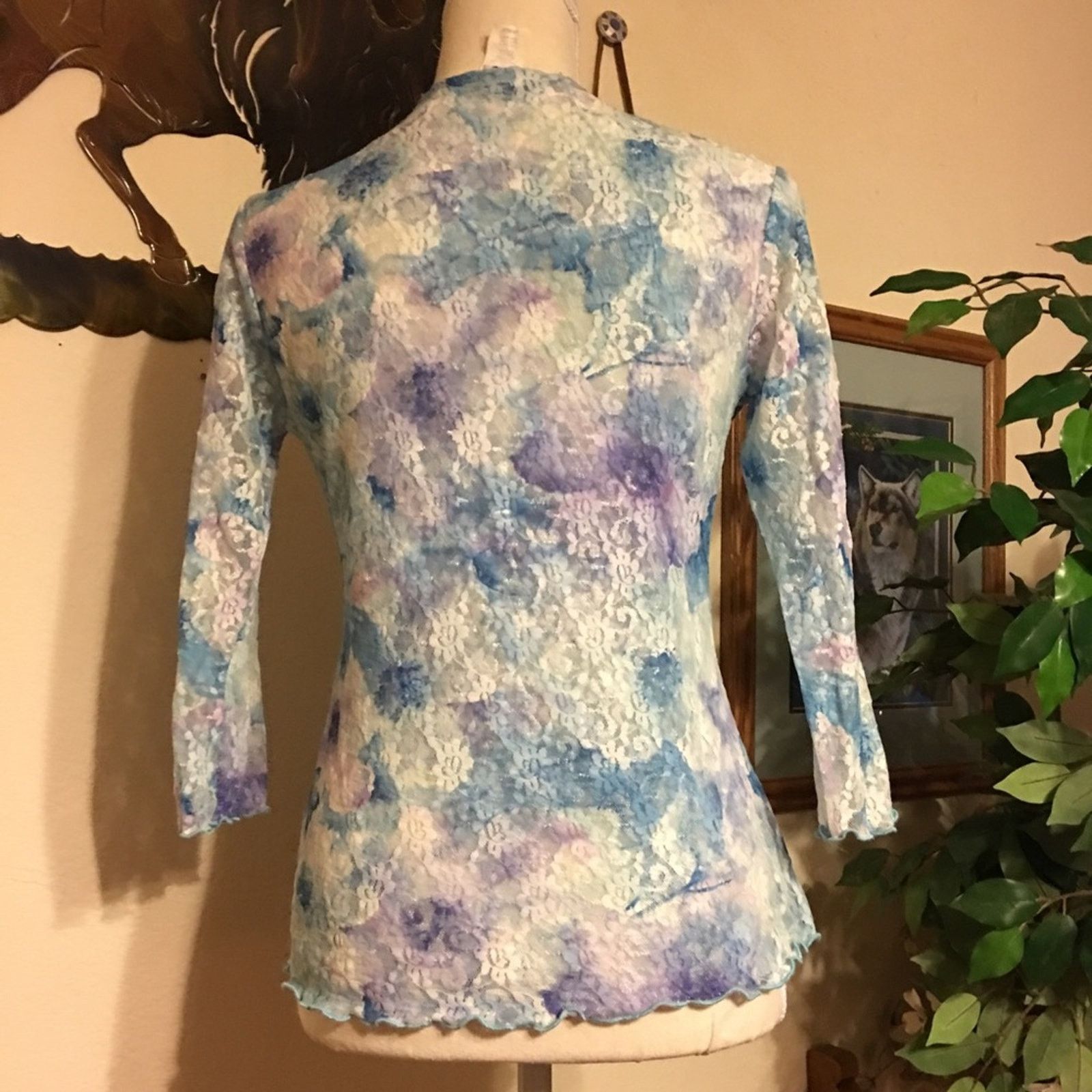 Other PO pastel tone lace lightweight stretch top Size L / US 10 / IT 46 - 4 Thumbnail