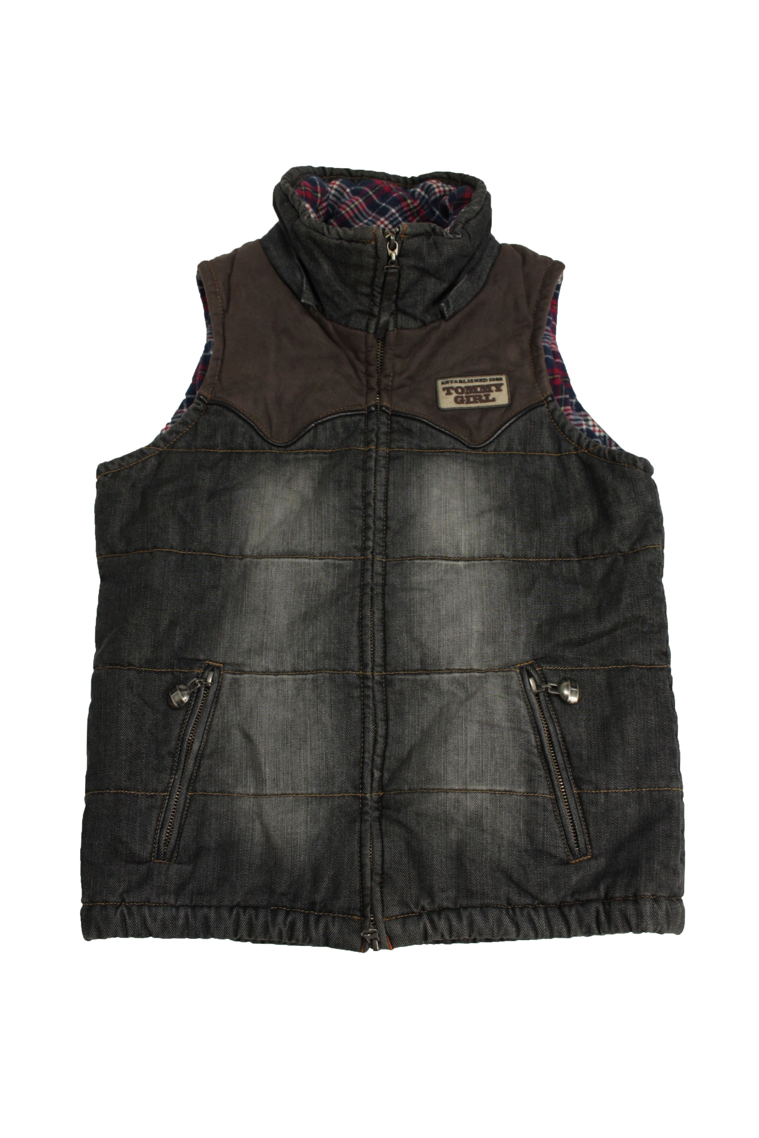 Japanese Brand × Tommy Hilfiger × Vintage Tommy Girl Y2K Vintage Denim & Suede Padded Vest Size S / US 4 / IT 40 - 1 Thumbnail