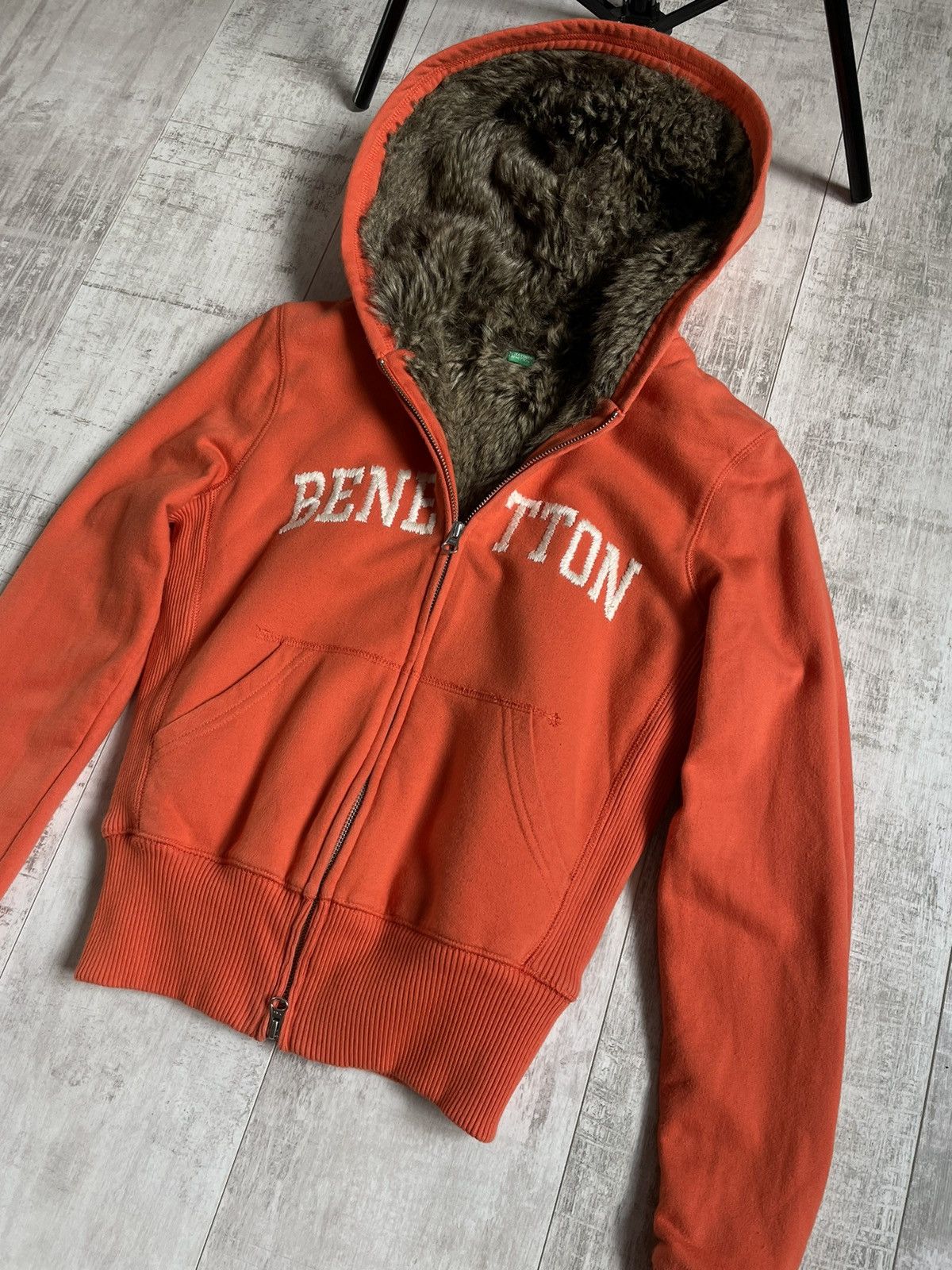 Benetton Vintage Y2K Benetton 00’s Fur Full Zip Hoodie Avant Garde Size M / US 6-8 / IT 42-44 - 2 Thumbnail