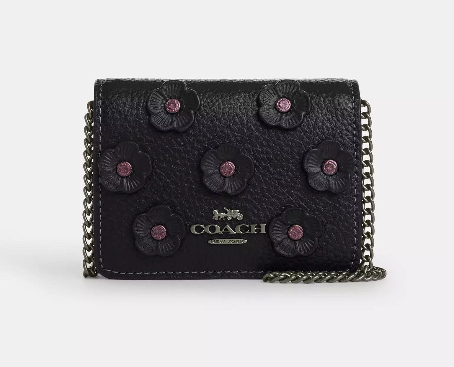 Coach Mini Wallet On A Chain With Floral Applique CAL71 Size ONE SIZE - 5 Thumbnail