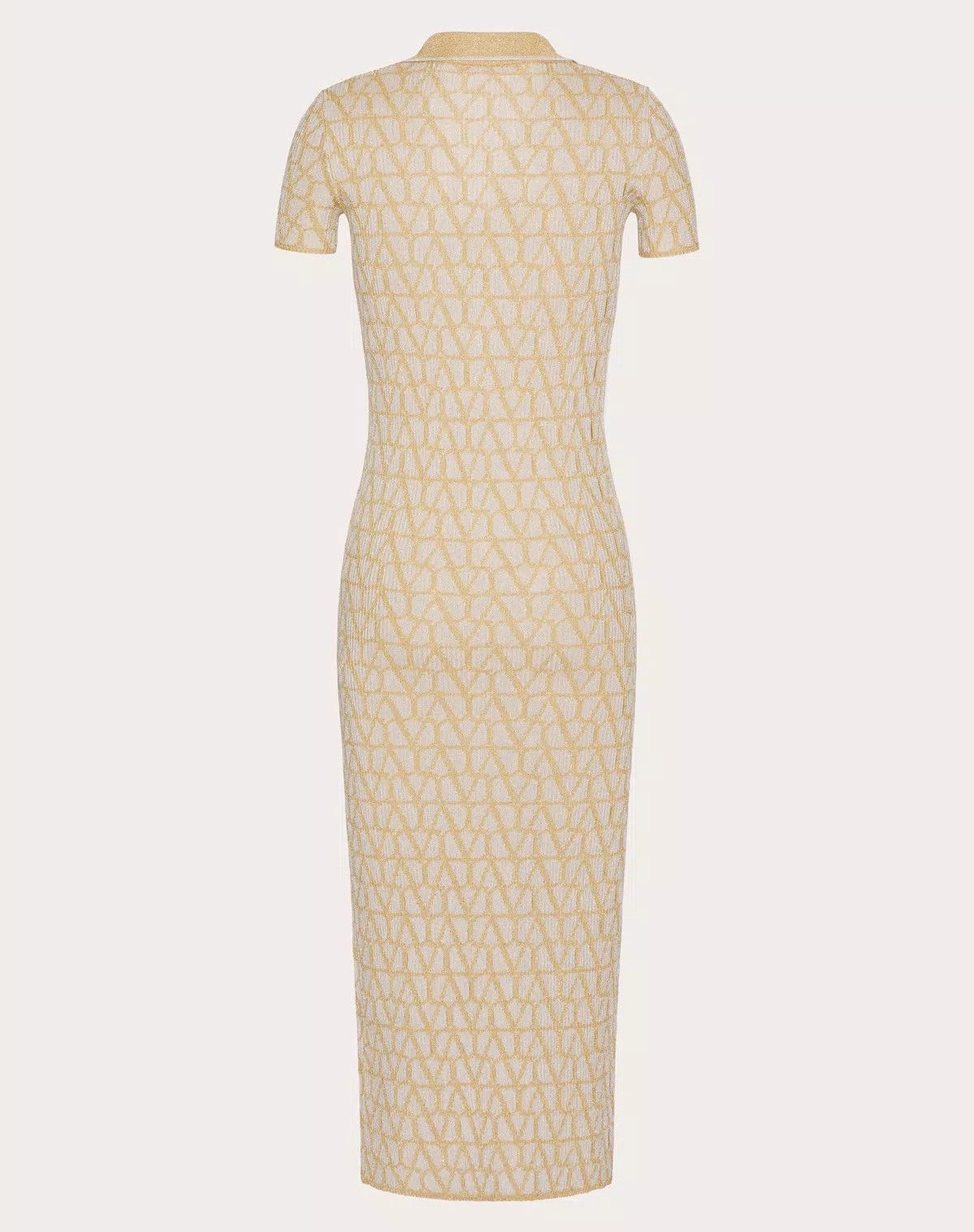 Valentino o1s1wg110426 Toile Iconographe Lurex Jacquard Dress Yellow Size XS / US 0-2 / IT 36-38 - 2 Thumbnail