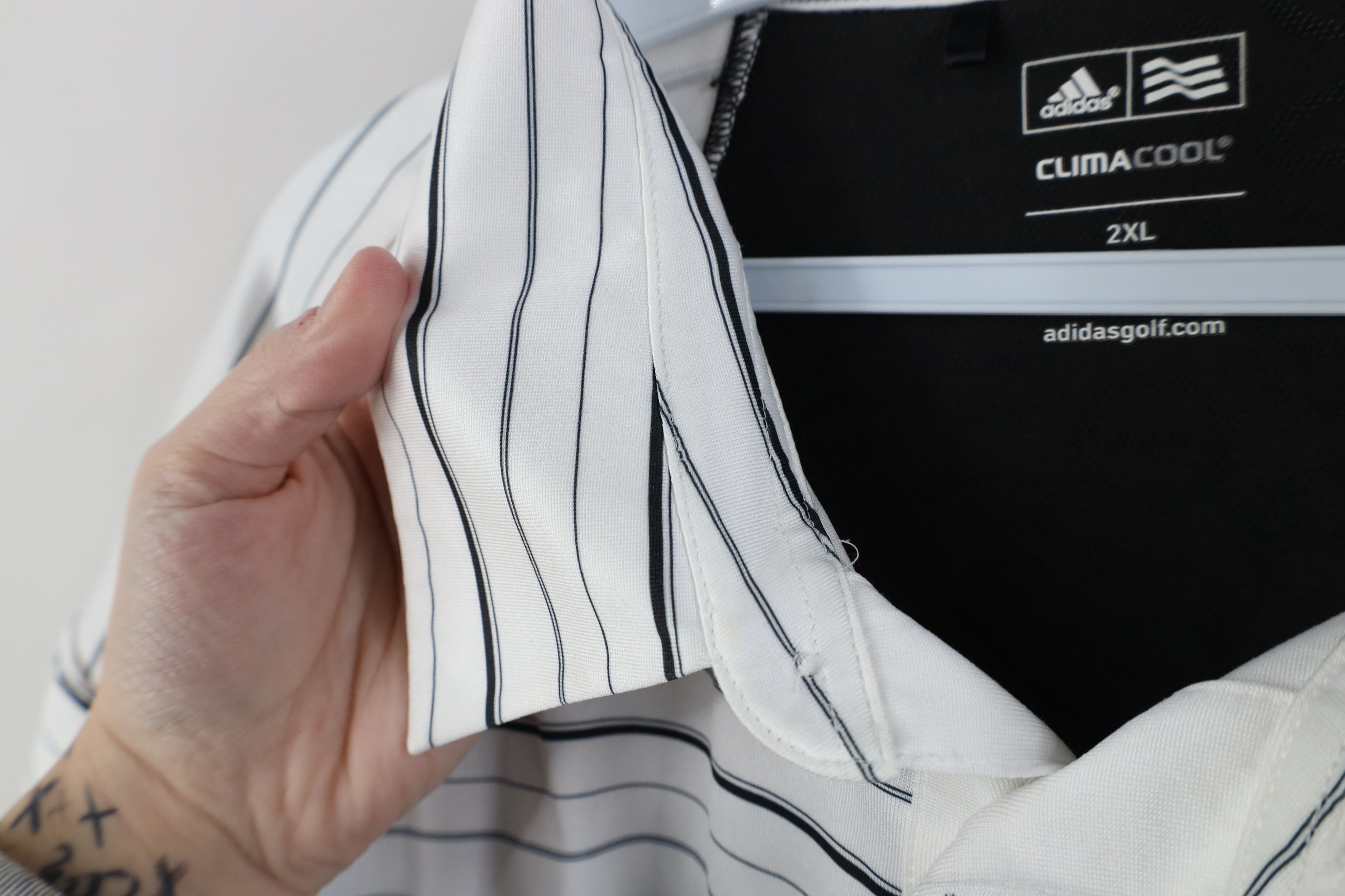 Adidas Vintage Adidas Golf Club Striped Vented Golfing Polo Shirt Size US XXL / EU 58 / 5 - 8 Thumbnail