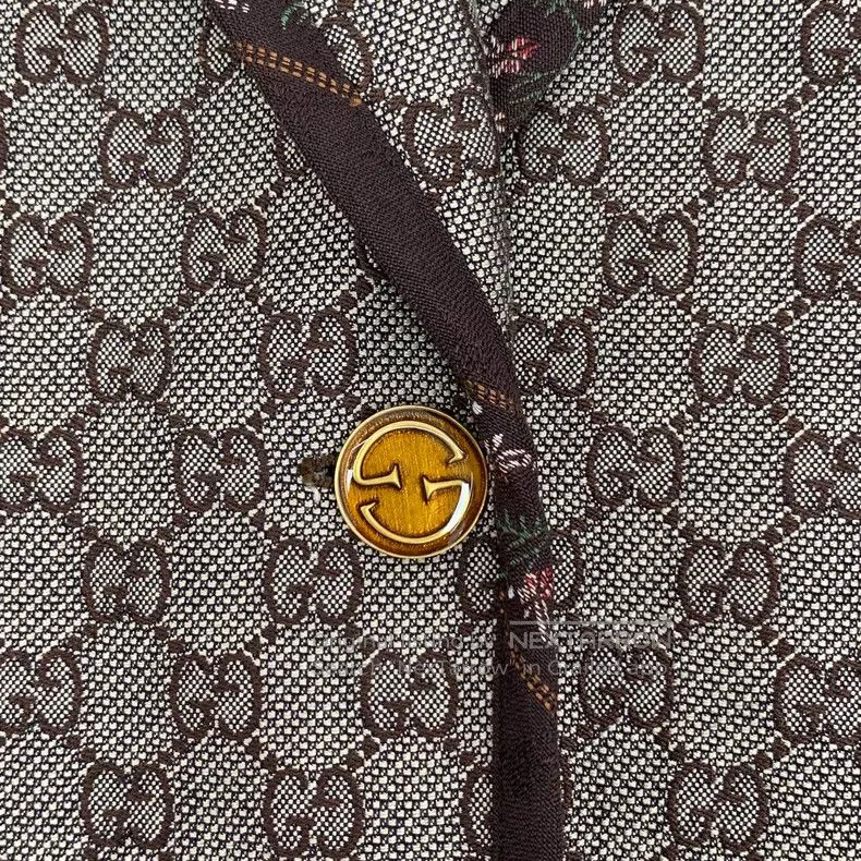 Gucci Gucci Dark brown logo jacquard full-print cotton lapel sin Size XS / US 0-2 / IT 36-38 - 5 Thumbnail