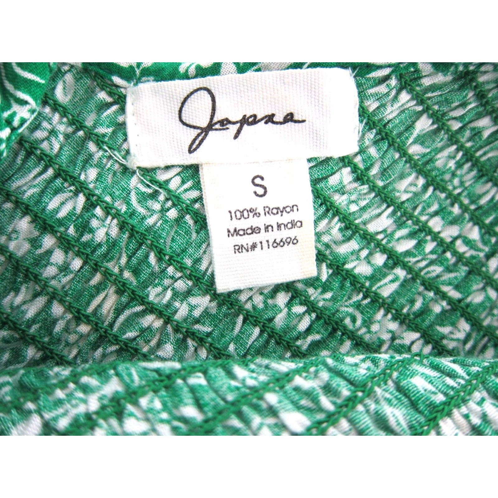 Vintage Japna 100% Rayon Green White Floral Stretch Tunic Bodycon Tank Dress Small Size S / US 4 / IT 40 - 3 Thumbnail