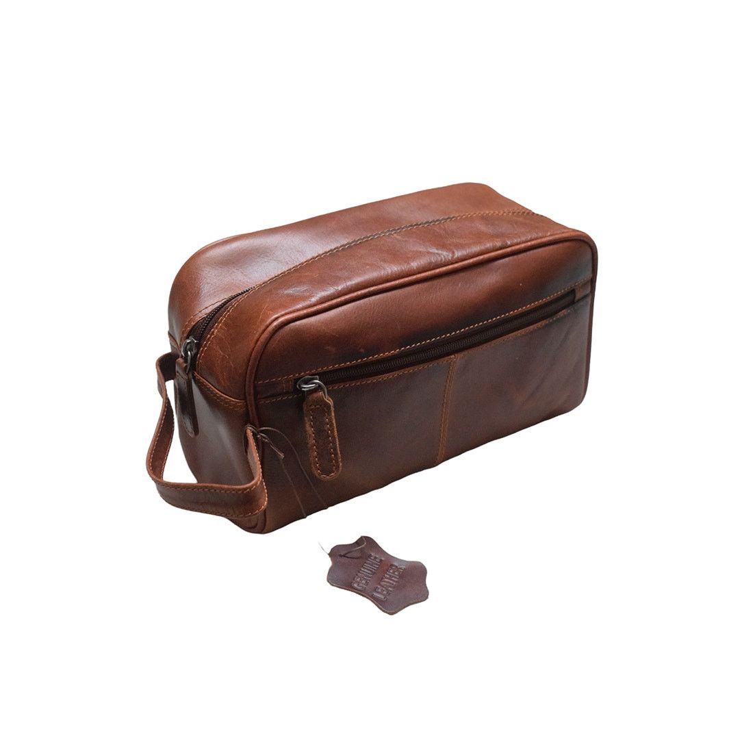 Handmade New Genuine Leather Toiletry Bag Dark Rustic Reddish Brown Size ONE SIZE - 4 Thumbnail